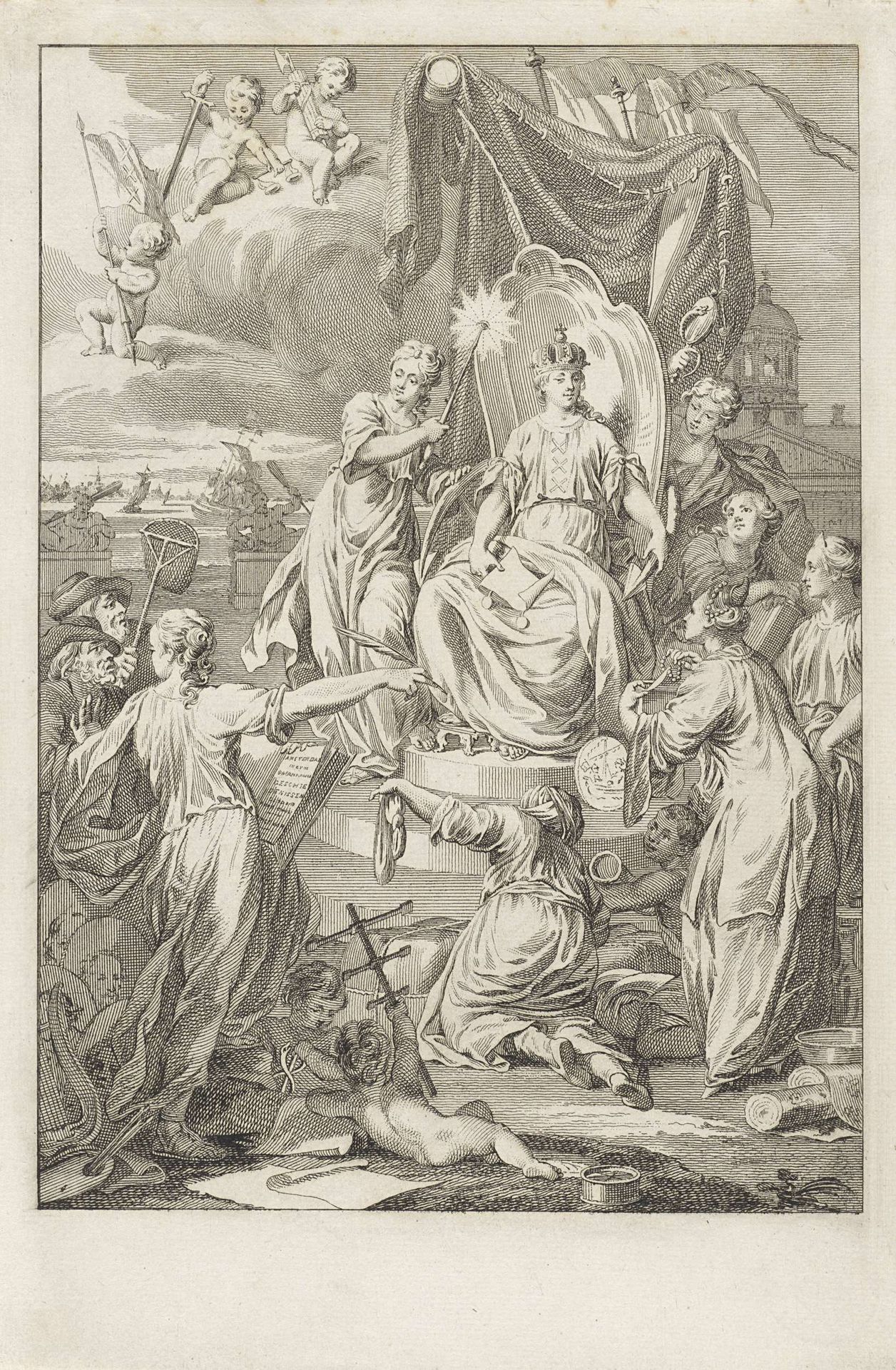 Allegorie met de Amsterdamse stedenmaagd by Reinier Vinkeles