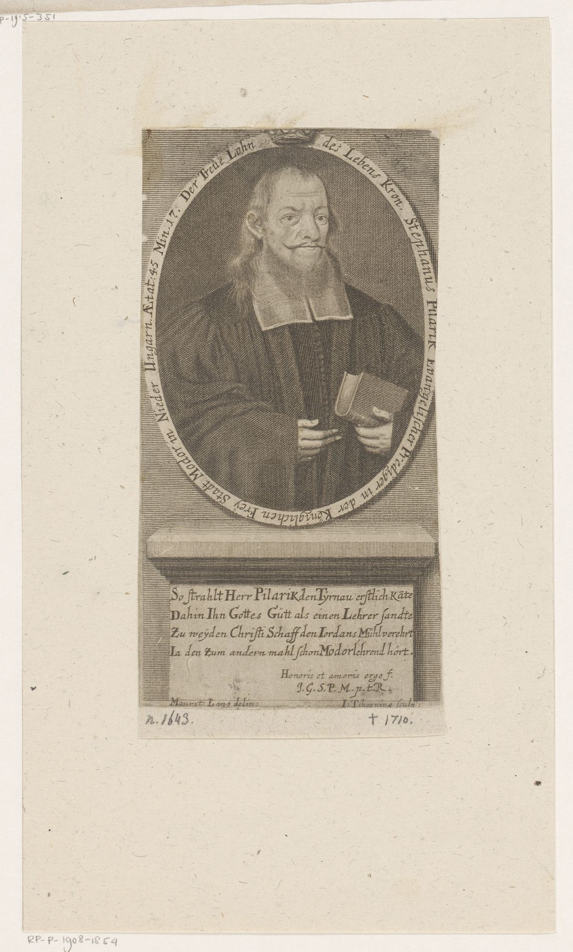 Portret van Stephan Pilarik by Johann Tscherning