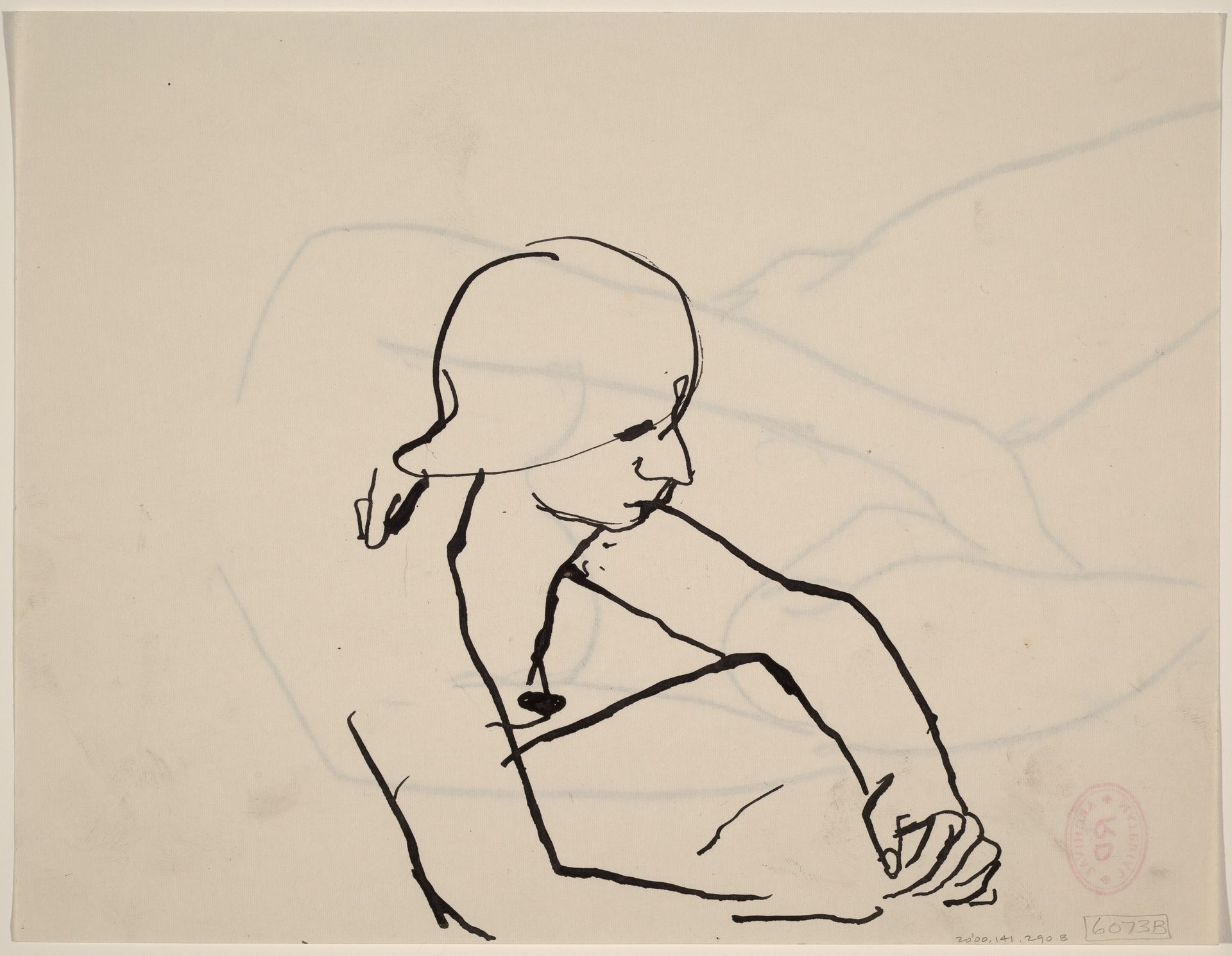 Untitled [seated female nude facing right] [verso] by Richard Diebenkorn