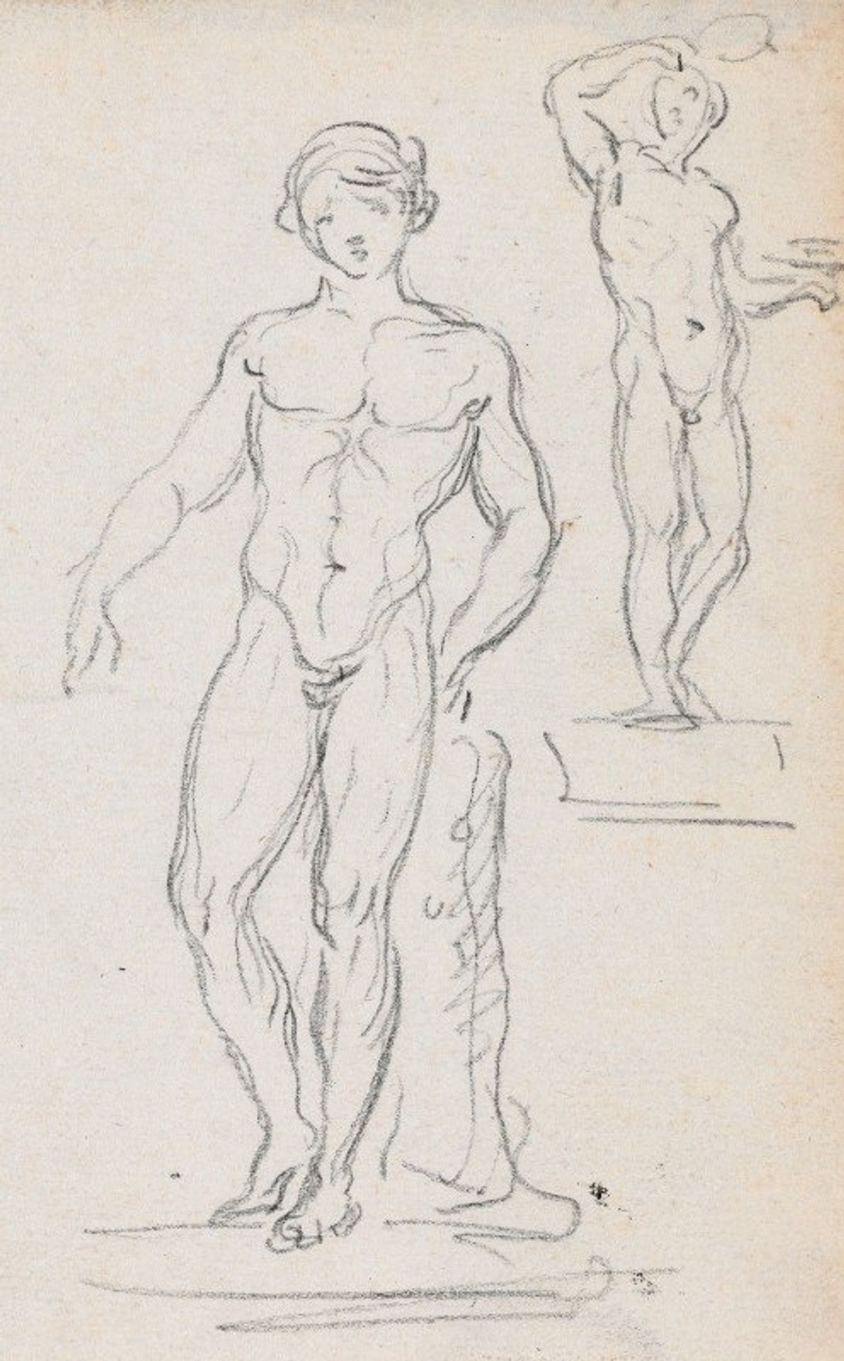Two Statues of Male Nudes by Hubert Robert