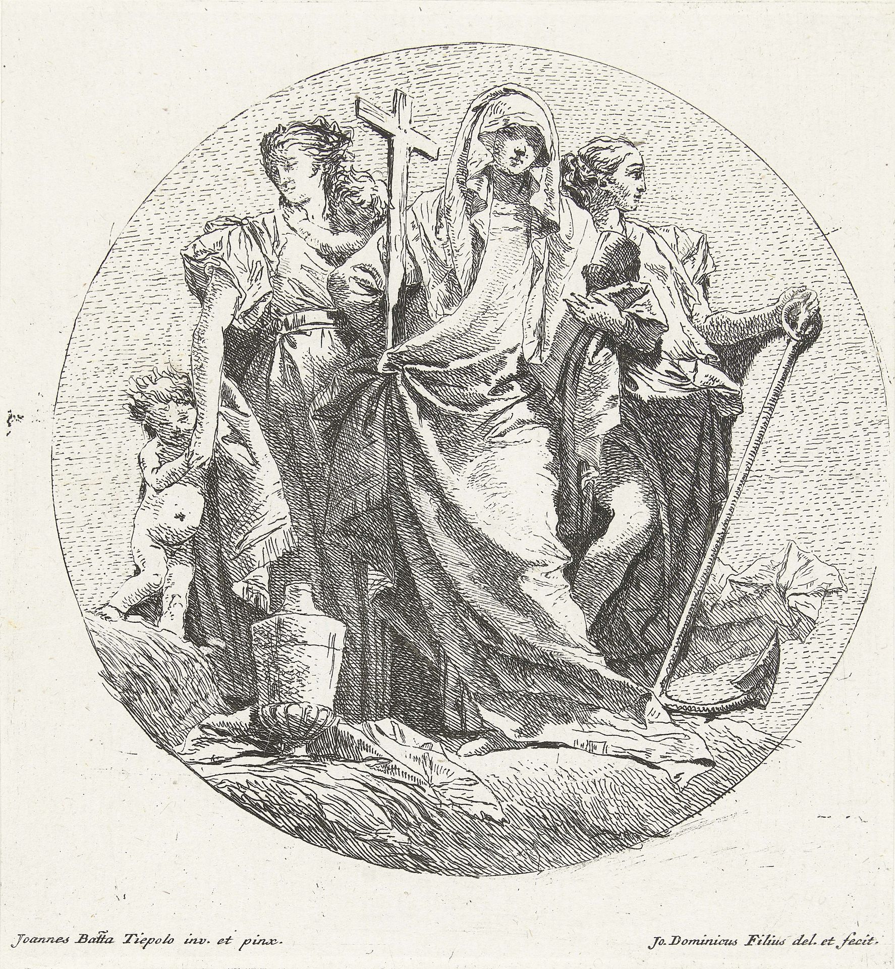 Drie goddelijke deugden geloof en hoop en liefde by Giovanni Domenico Tiepolo