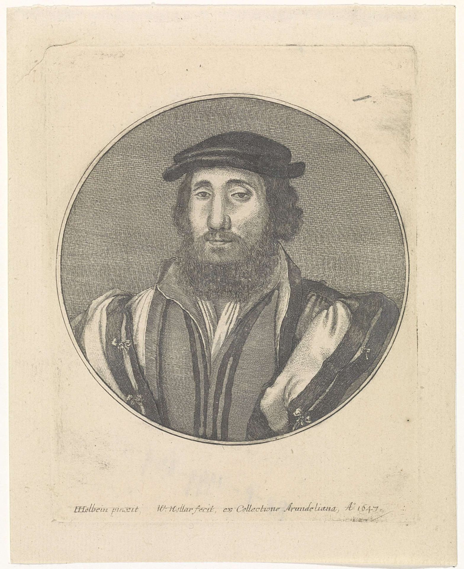 Portret van een man met baard en baret by Wenceslaus Hollar