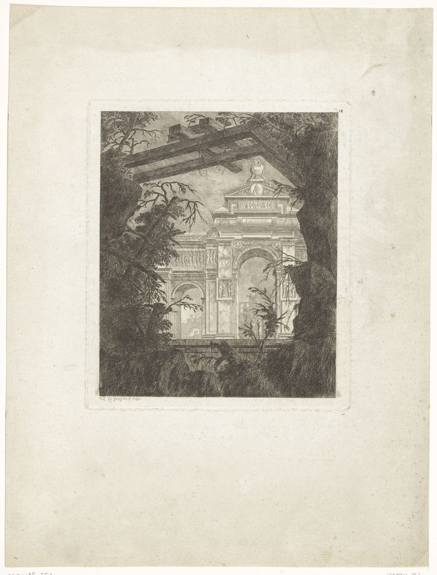 Architectuurfantasie, blad 14 by Jean Laurent Legeay