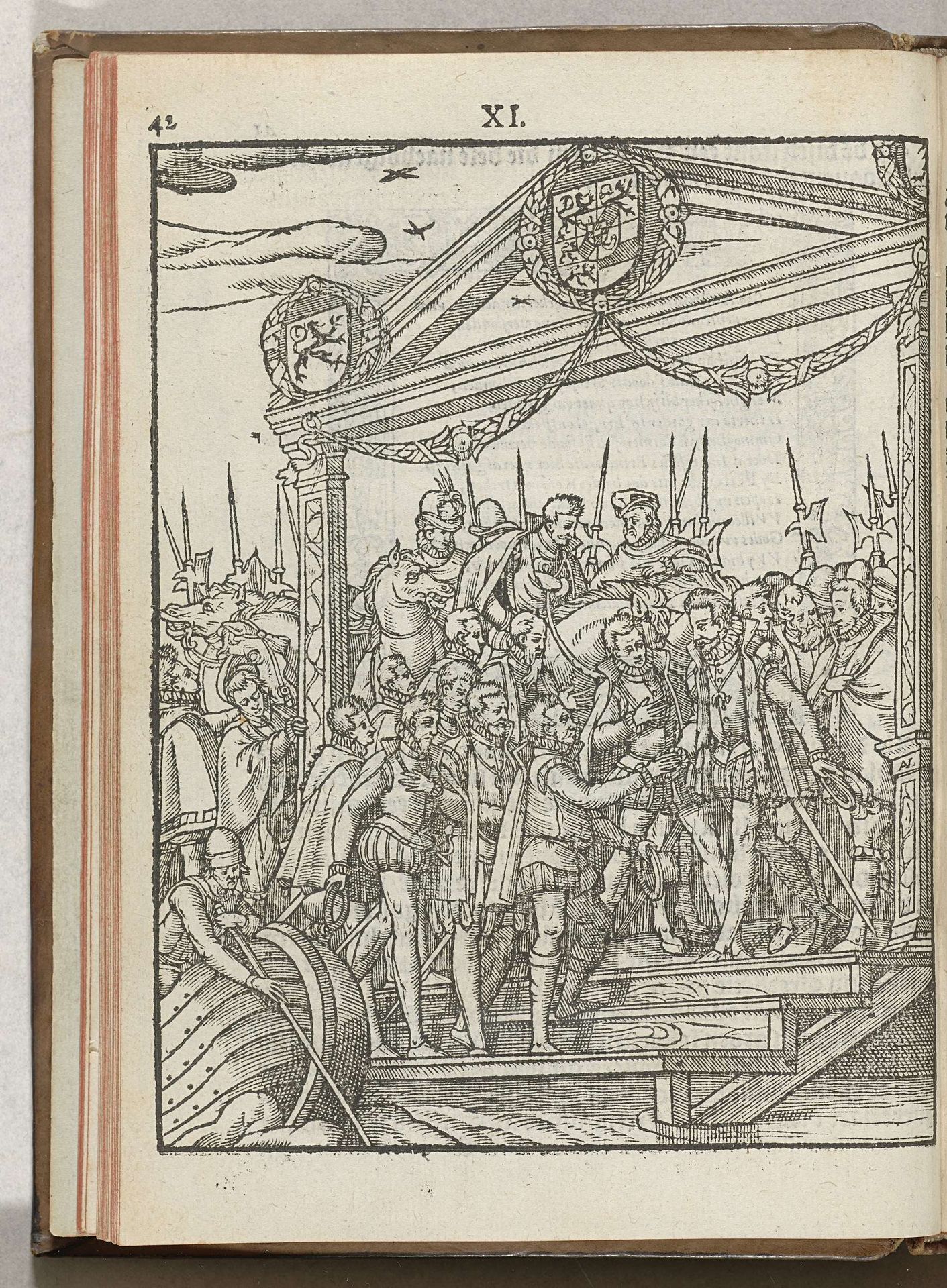 De prins van Oranje verwelkomd op de trappen van de landingsplaats by Antoni van Leest