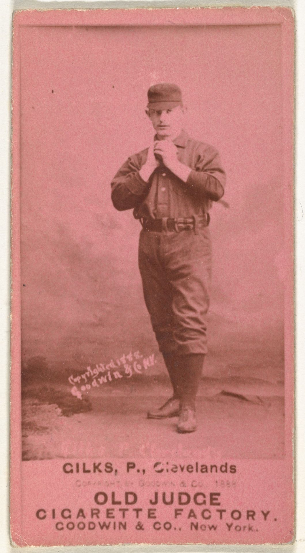 Robert James "Bob" Gilks, Pitcher, Cleveland, from the Old Judge series (N172) for Old Judge Cigarettes by Goodwin & Company