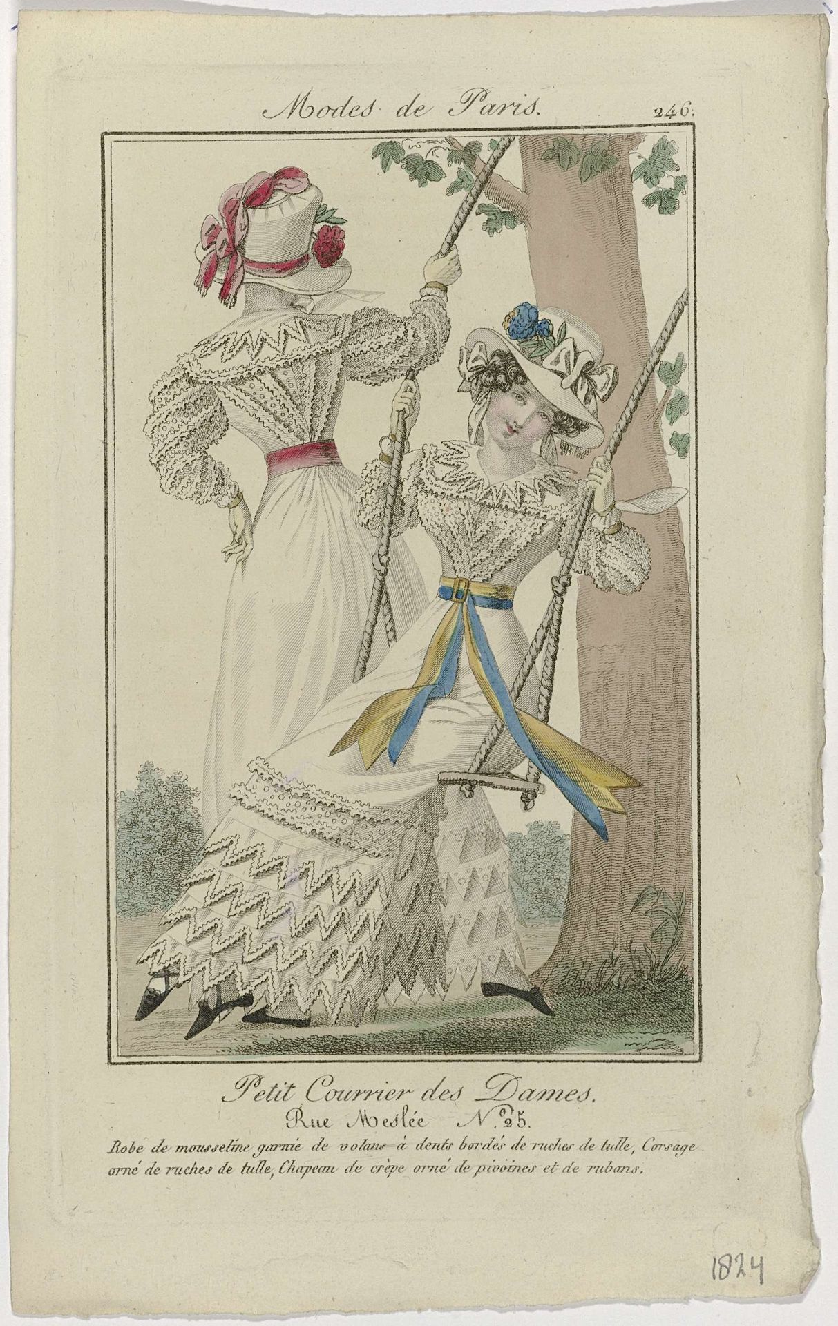 Petit Courrier des Dames, 1824, No. 246 : Robe de mousselin (...) by Anonymous