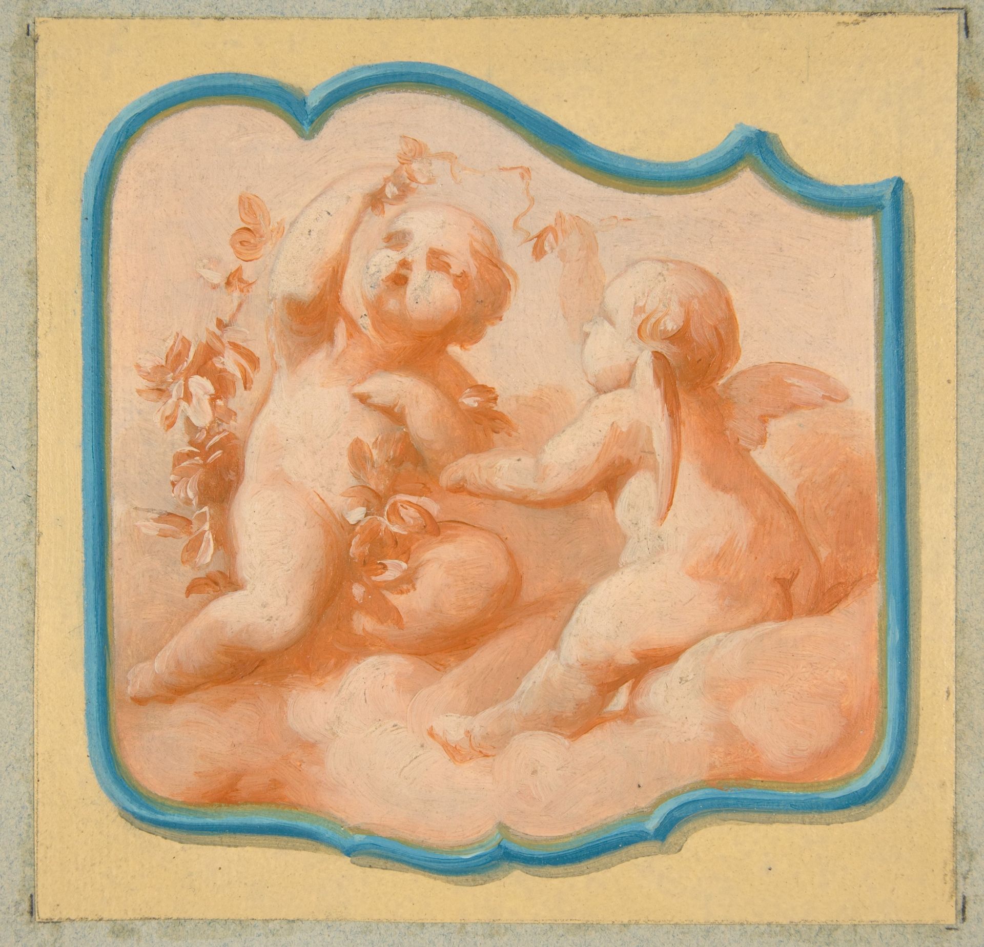 Two putti on clouds by Jules-Edmond-Charles Lachaise