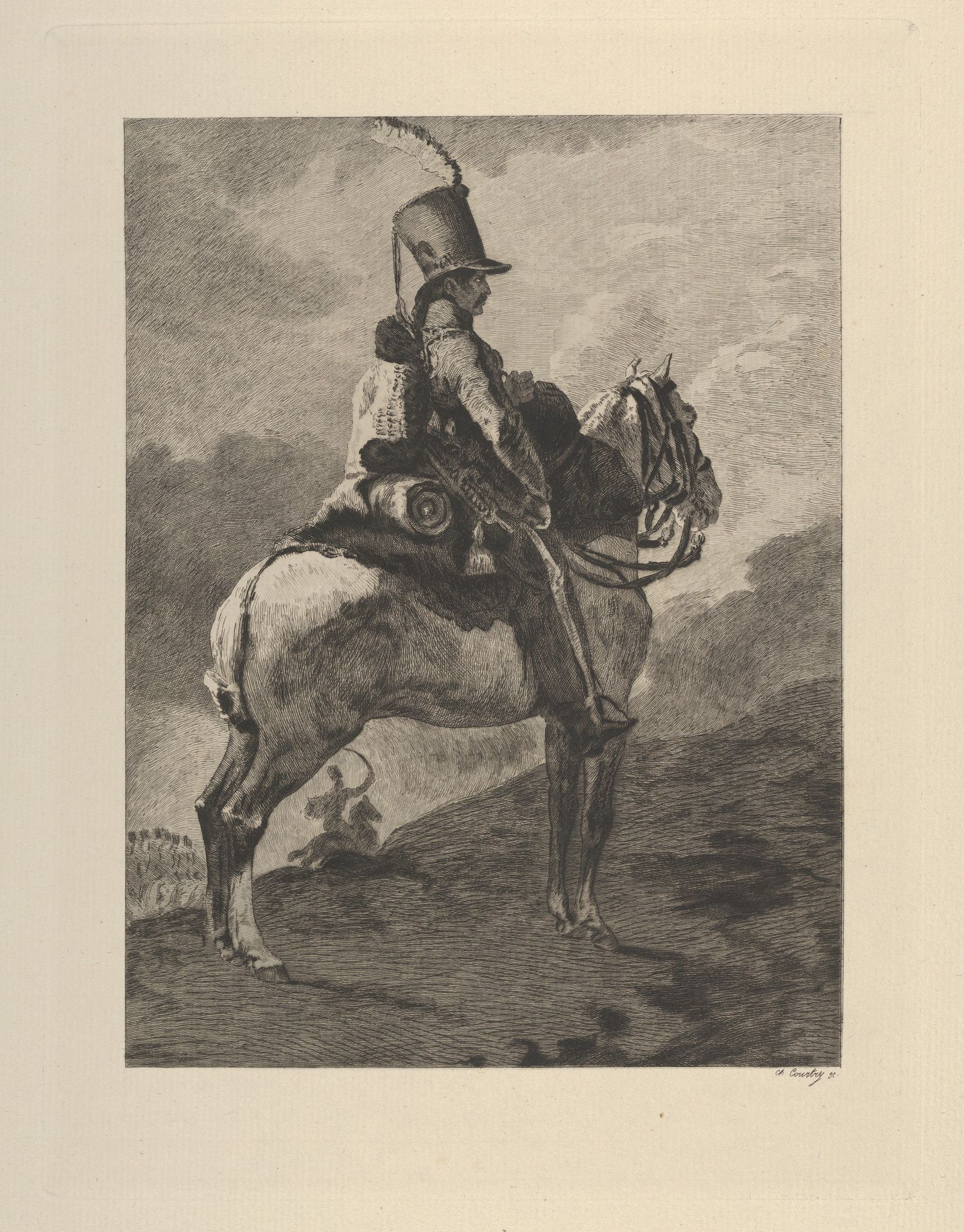 Trumpeter of the Hussars on Horseback by Charles Courtry