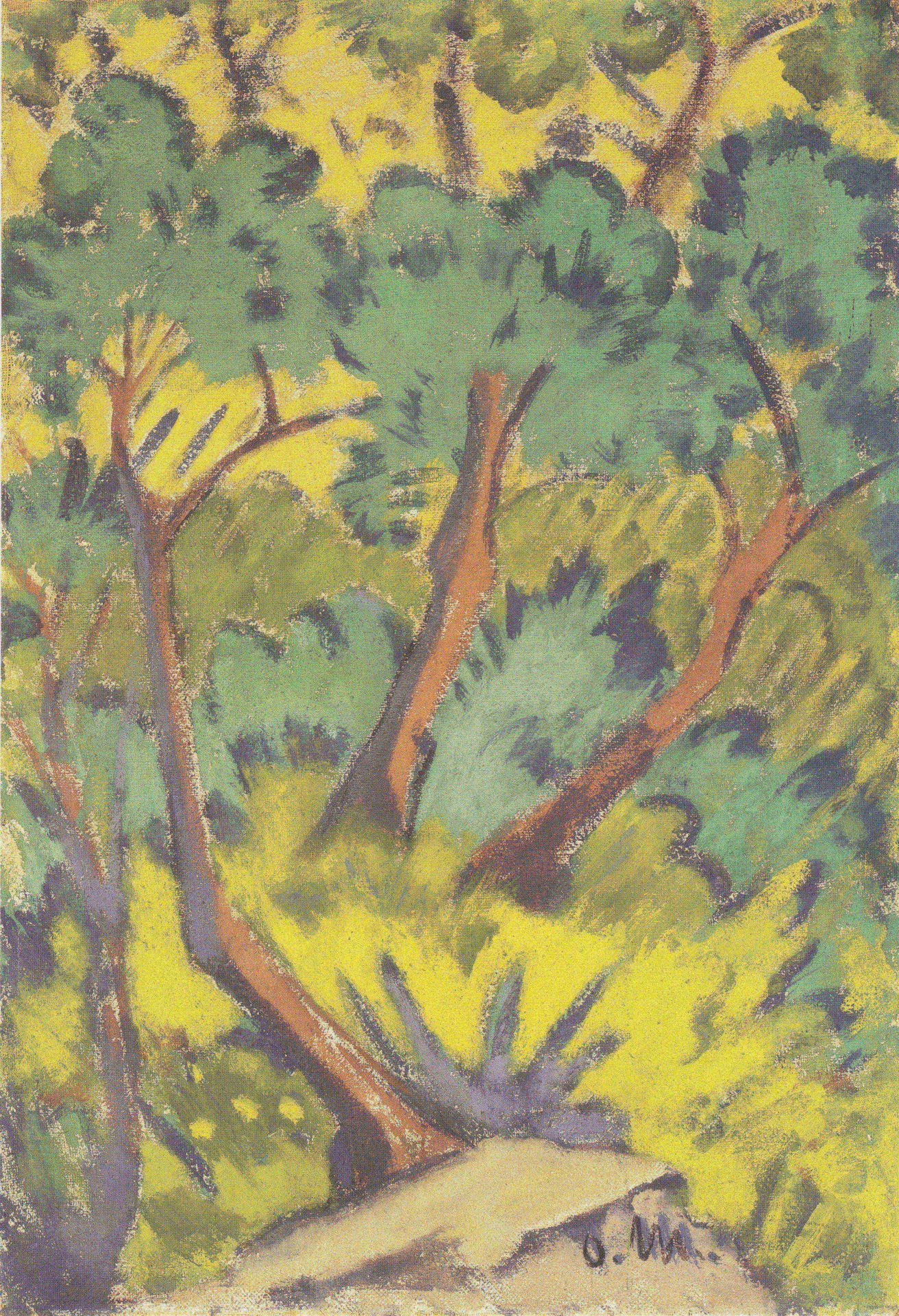 Waldstück Mit Stein Und Gebüsch by Otto Mueller