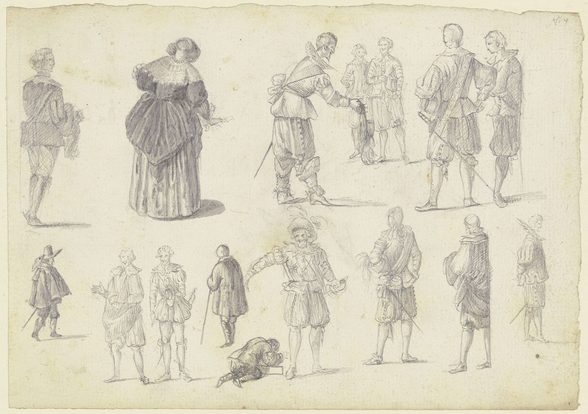 16 figure studies by Johann Ludwig Ernst Morgenstern