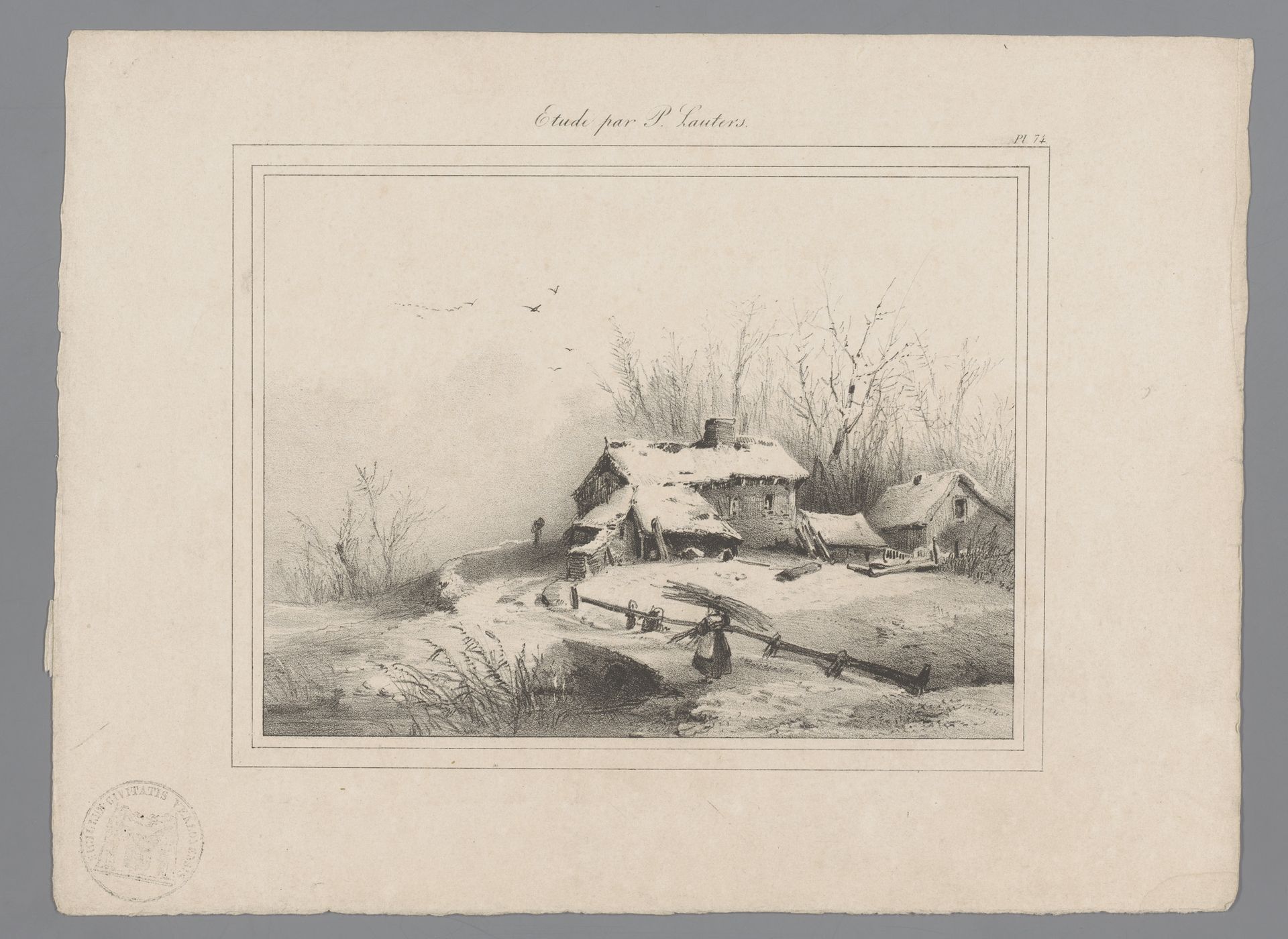 Winterlandschap met boerderij by Paulus Lauters