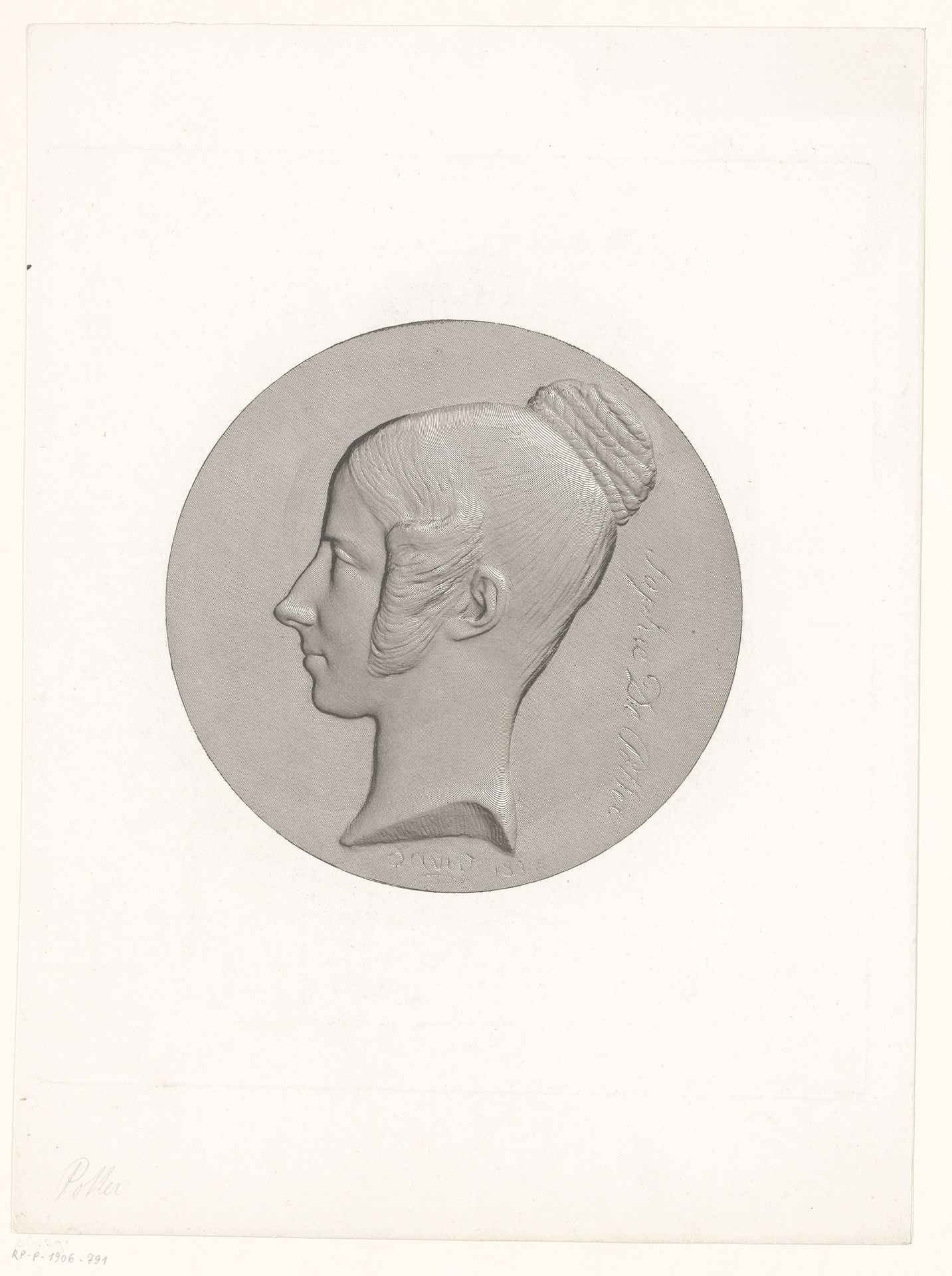 Medaille met portret van Sophie De Potter by Achille Collas
