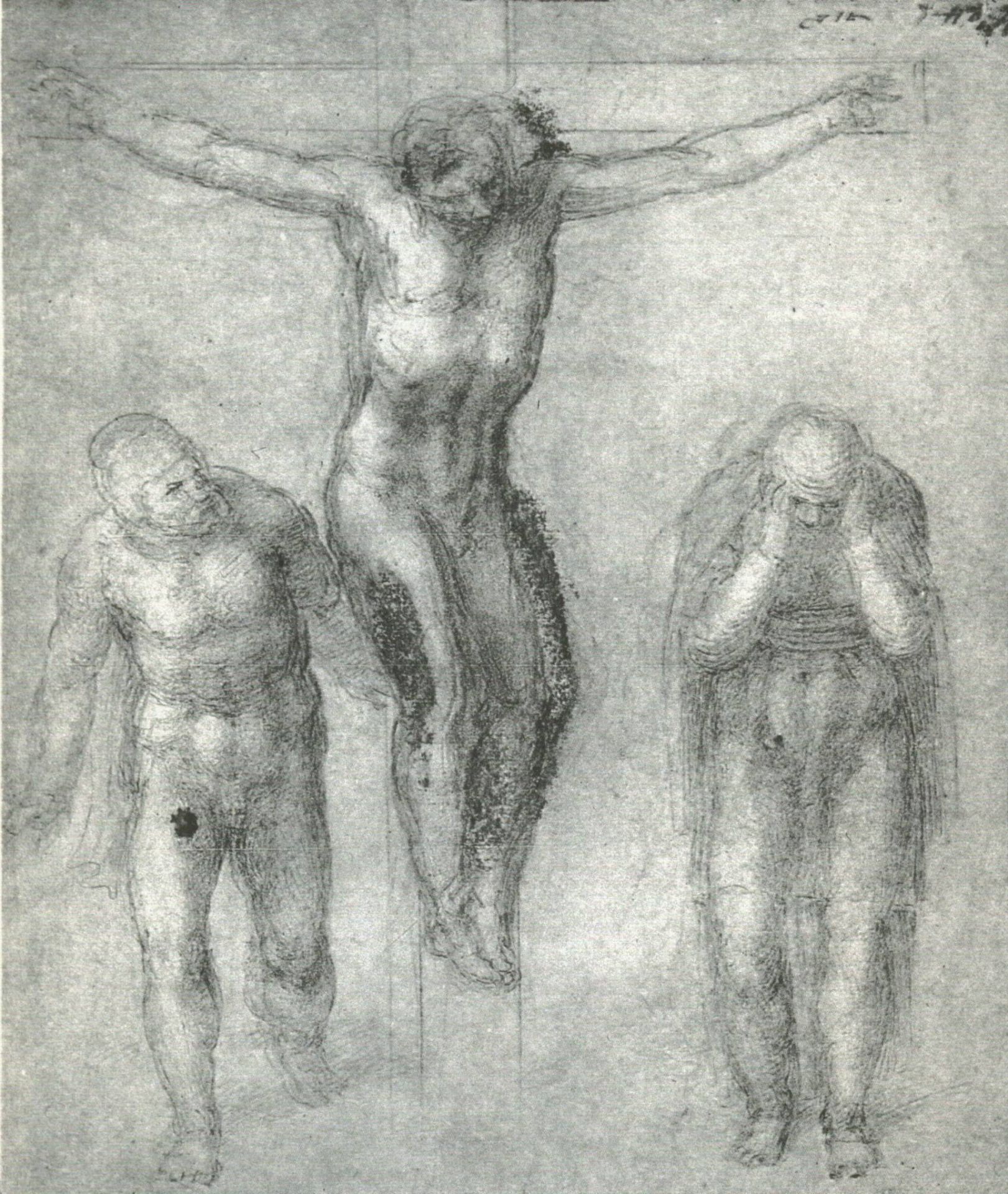 Study for "Christ on the cross with Mourners" by Michelangelo