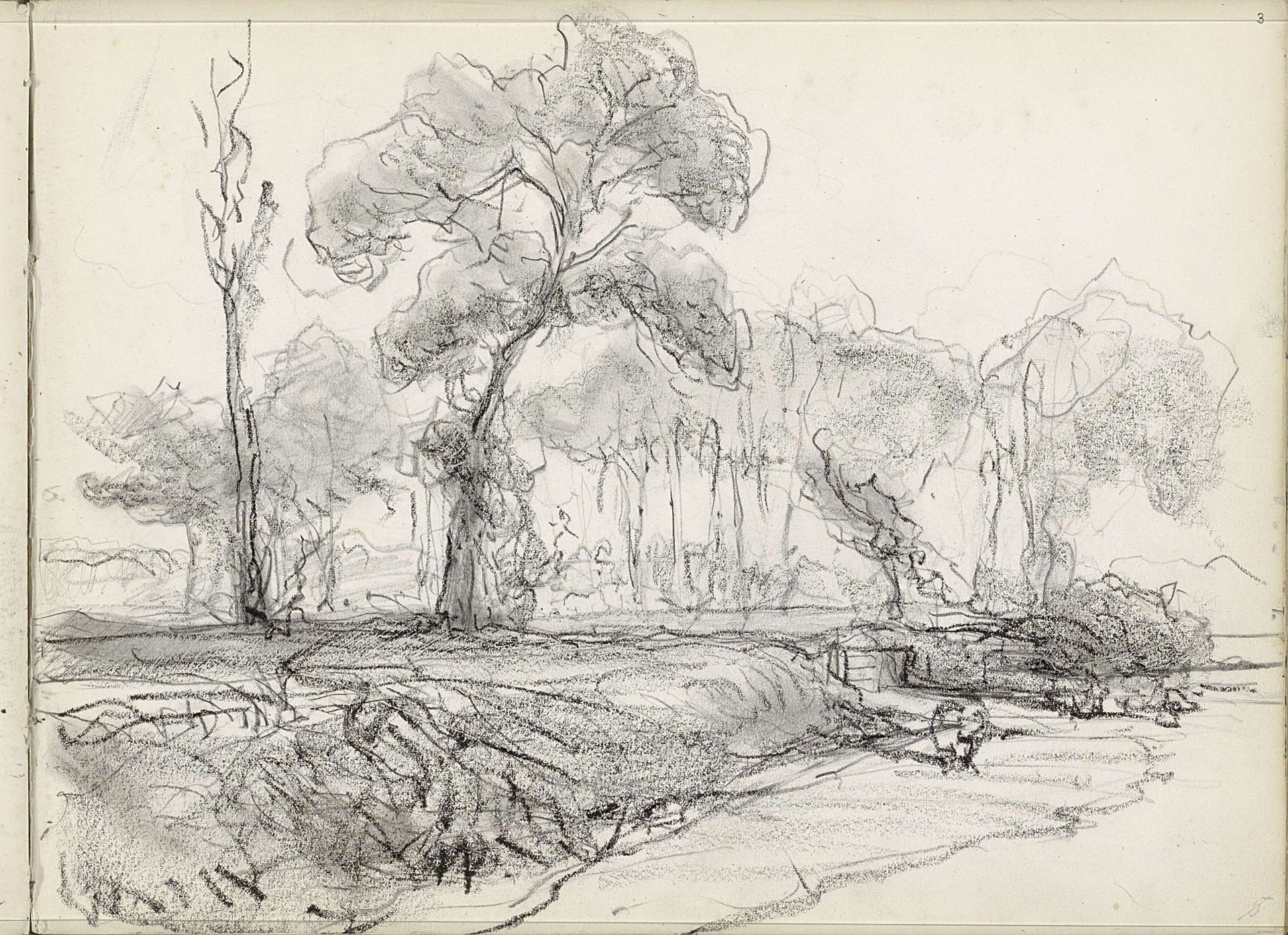 Landschap met bomen by Johannes Bosboom