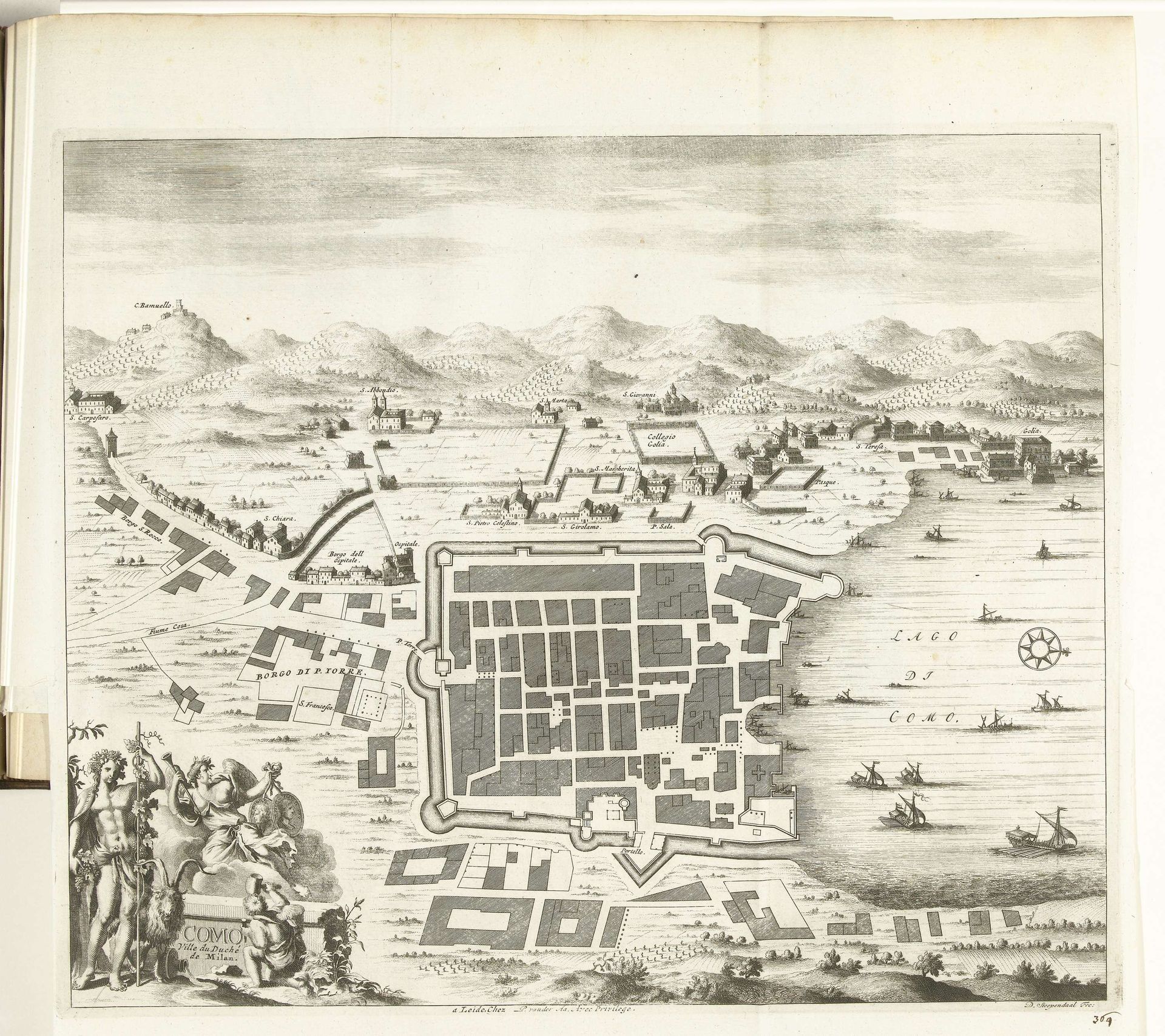 Plattegrond van Como, 1726 by Daniël Stopendaal