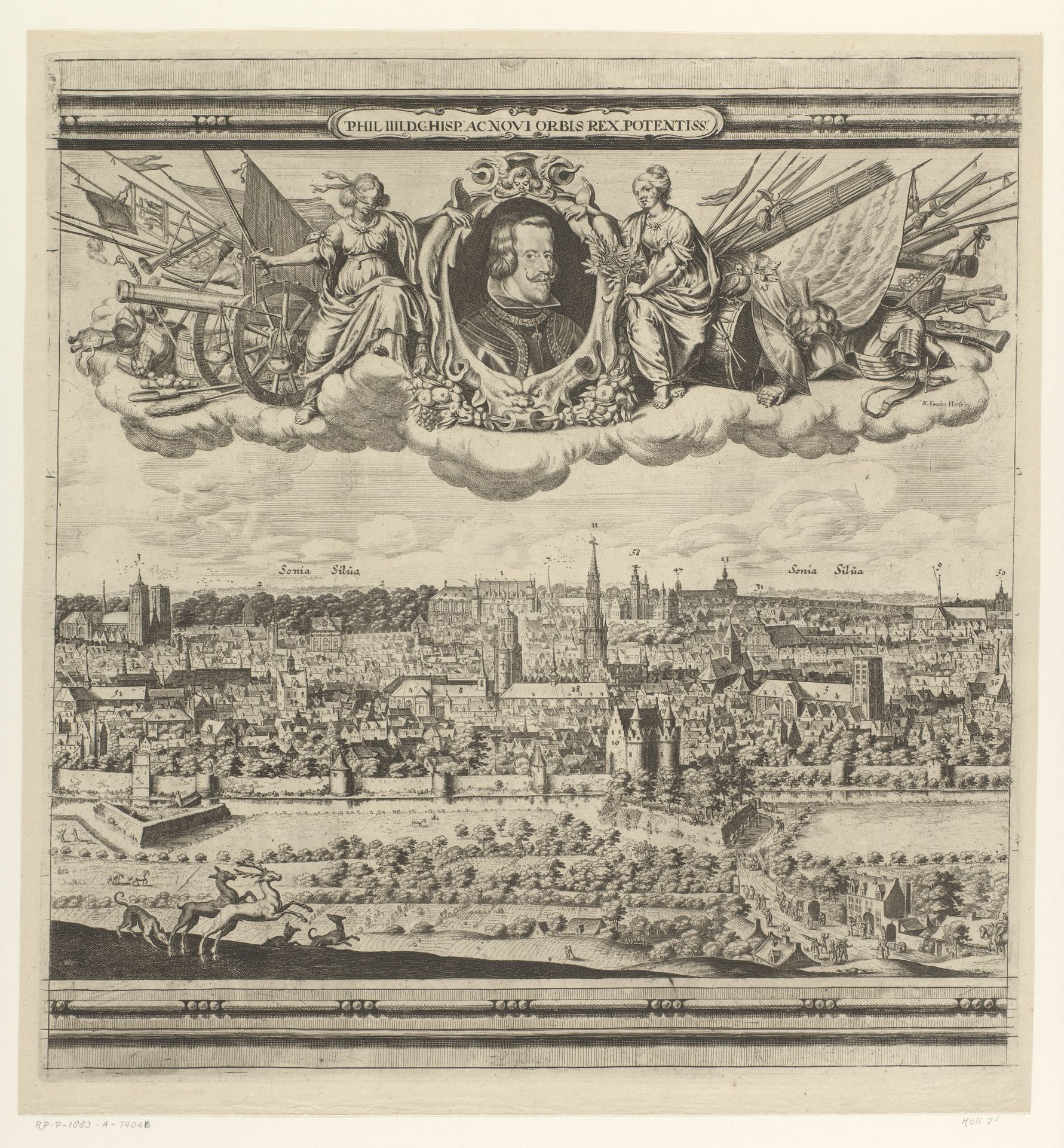 Gezicht op Brussel (middelste deel) by Abraham Dircksz. Santvoort