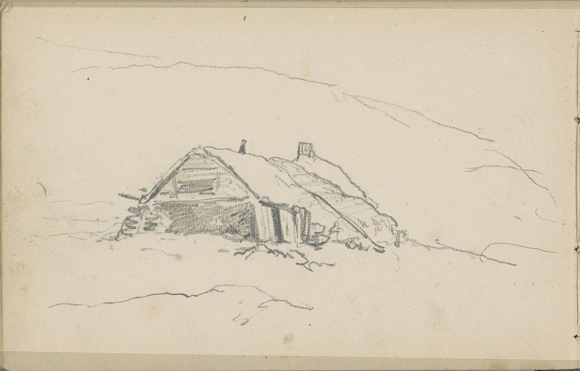 Gezicht op een huis in Noors Sápmi (Lapland) by Louis Apol