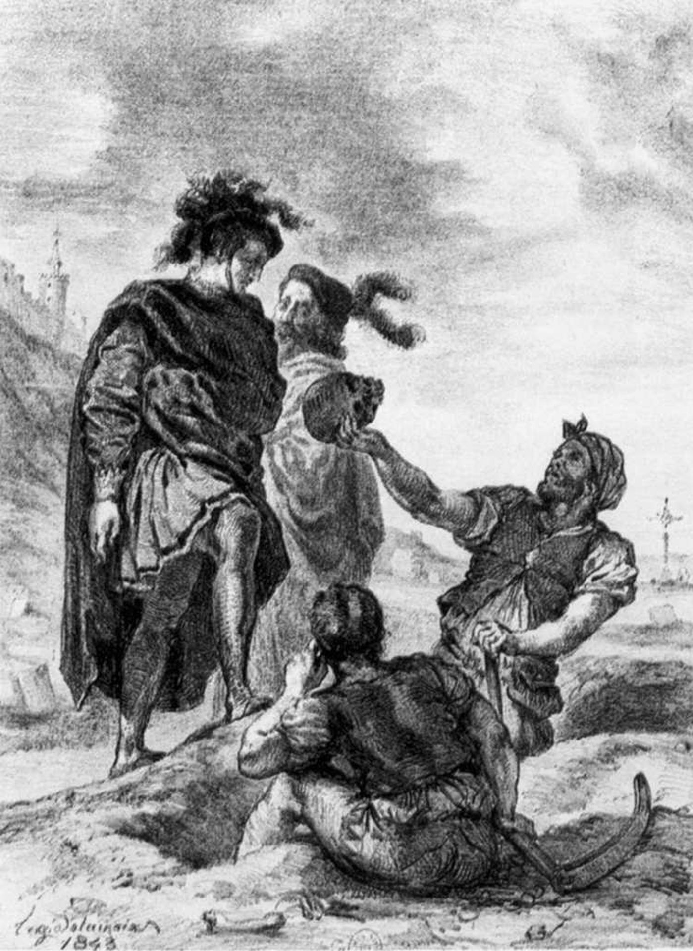 Hamlet and Horatio before the Grave Diggers by Eugène Delacroix