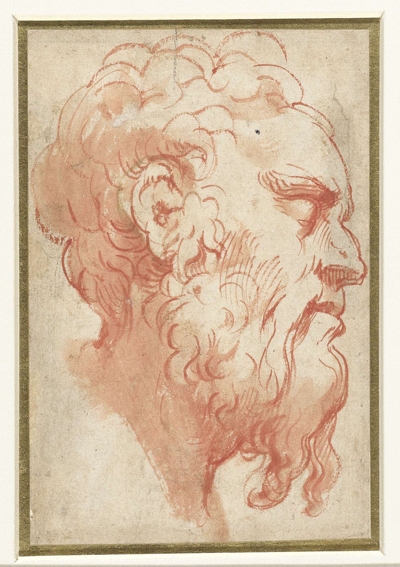 Hoofd van een oude man, en profil naar rechts by Parmigianino