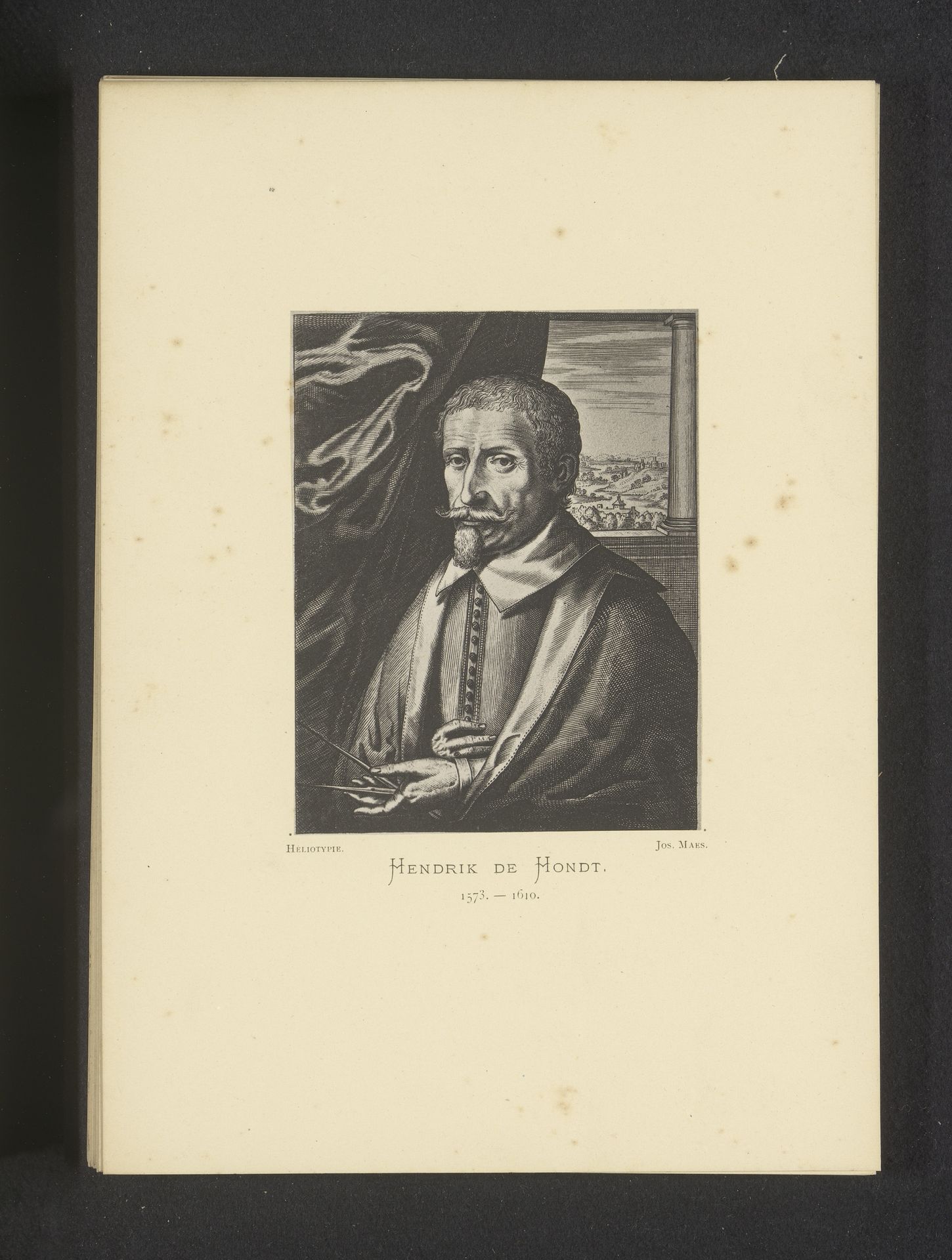 Reproductie van een gravure van een portret van Hendrick Hondius (I) door Frederik Bouttats (de Oude) by Joseph Maes