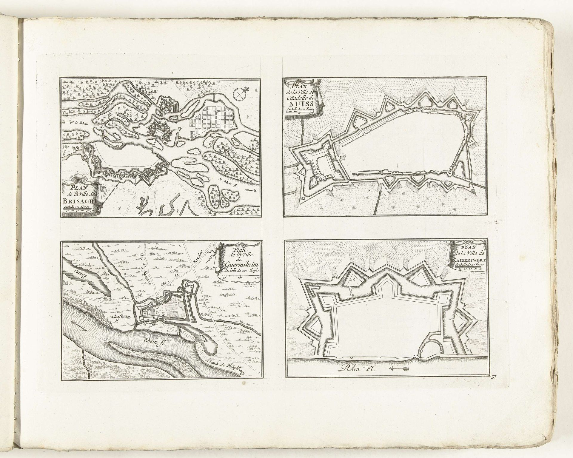 Plattegronden van Breisach, Neuss, Germersheim en Kaiserswerth, ca. 1702 by Anonymous