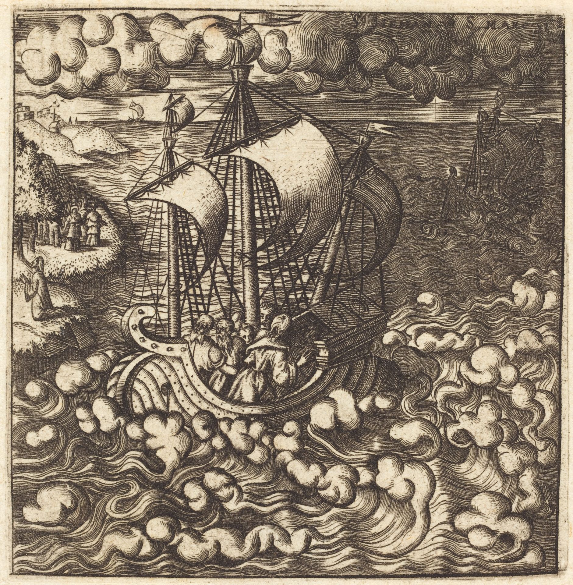 Christ Praying while His Disciples are in a Boat on a Windy Sea by Léonard Gaultier