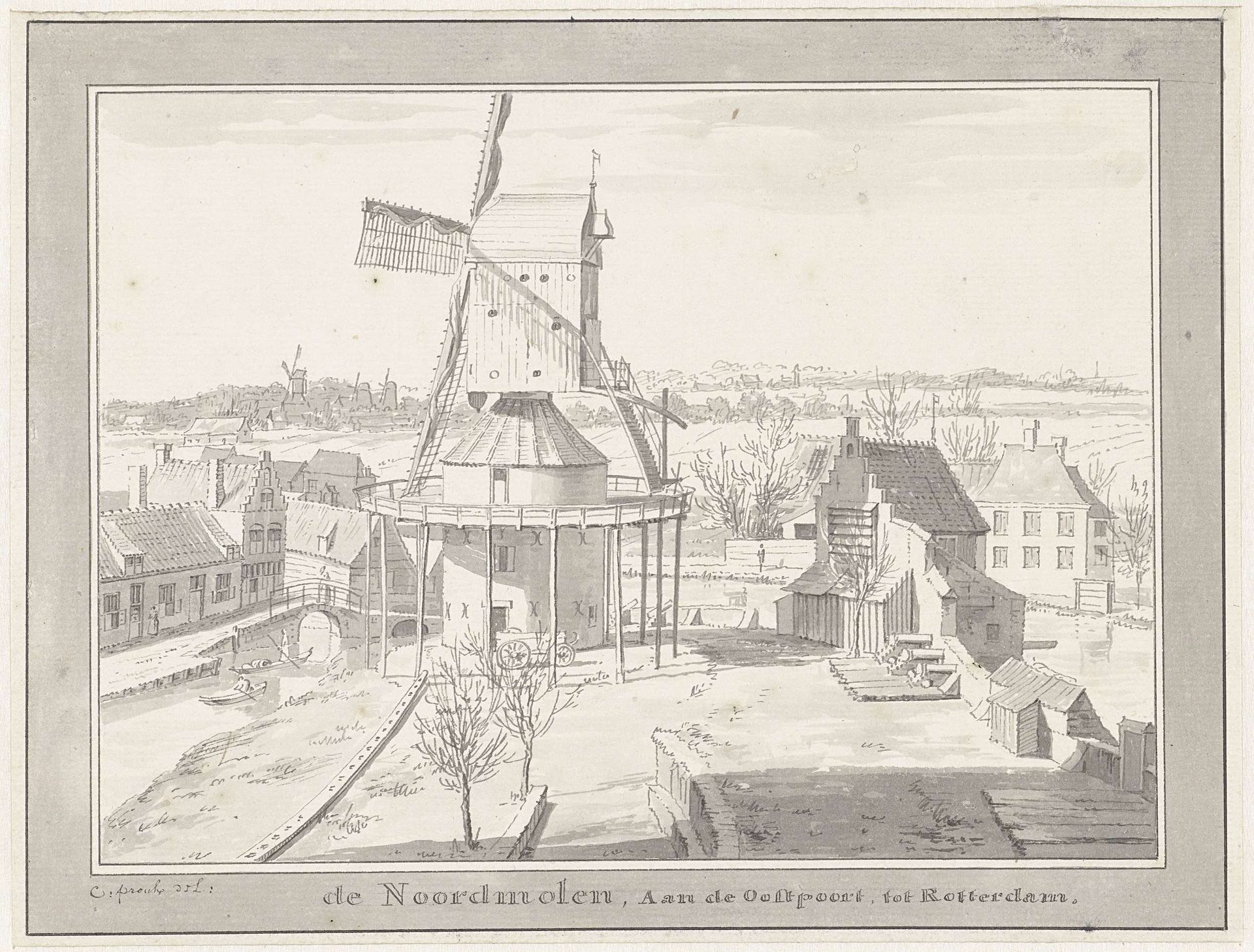 De Noordmolen bij de Oostpoort te Rotterdam by Cornelis Pronk