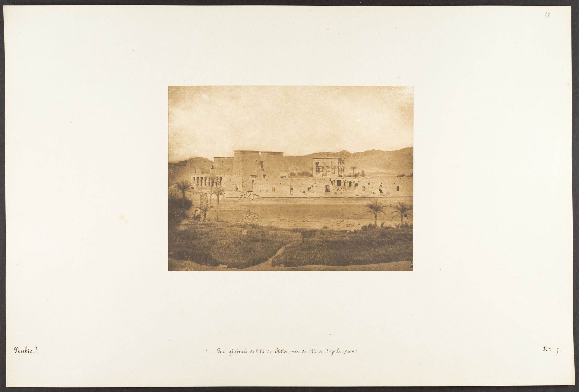Vue générale de l'île de Philae, prise de l'île de Begueh (Ouest) by Maxime Du Camp