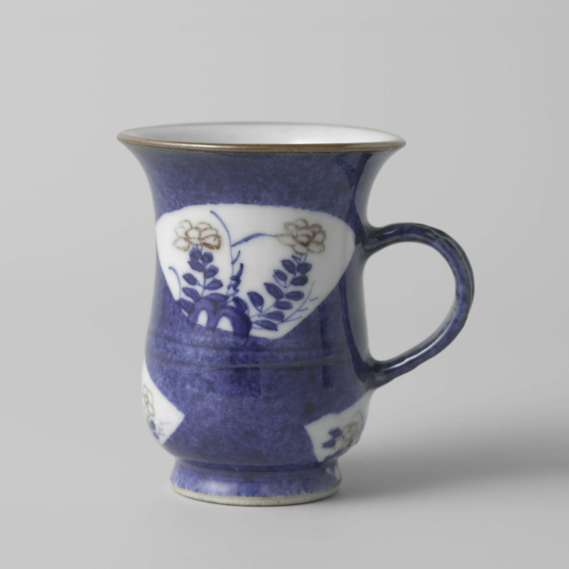 Bell-shaped cup with powder blue and fan-shaped panels by Anonymous