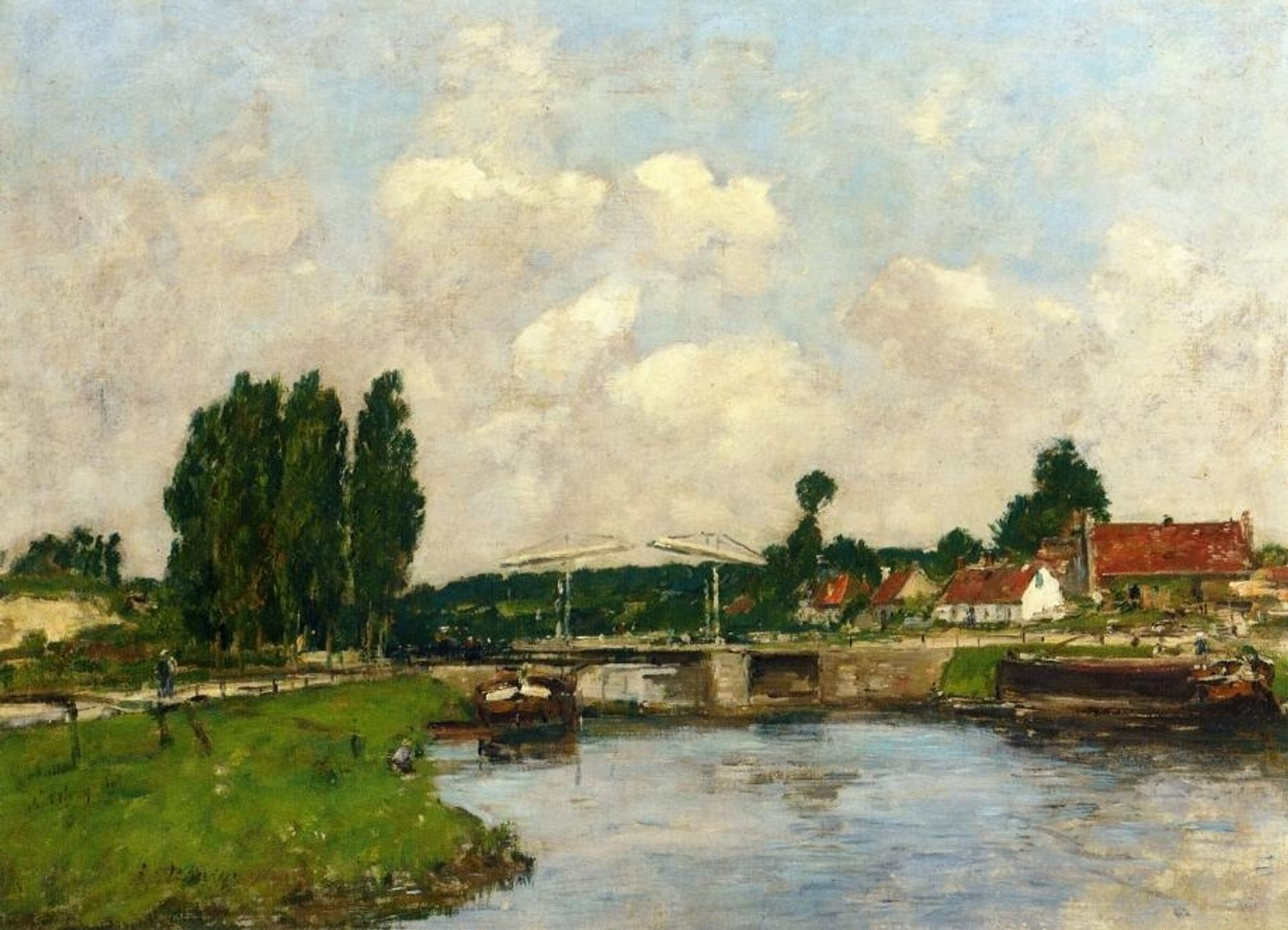 The Lock at Saint-Valery-sur-Somme by Eugène Boudin