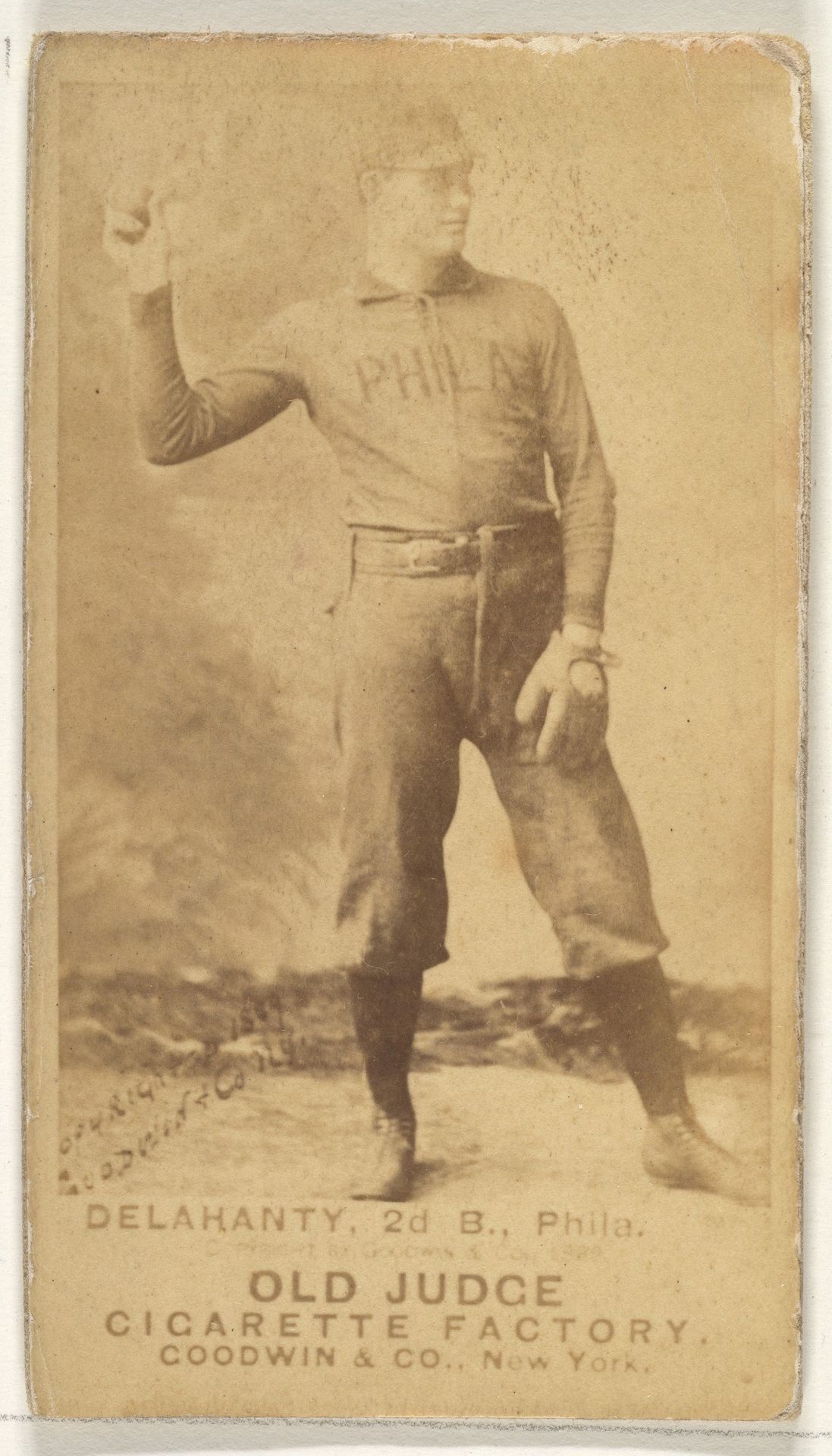 Edward James "Big Ed" Delahanty, 2nd Base, Philadelphia, from the Old Judge series (N172) for Old Judge Cigarettes by Goodwin & Company