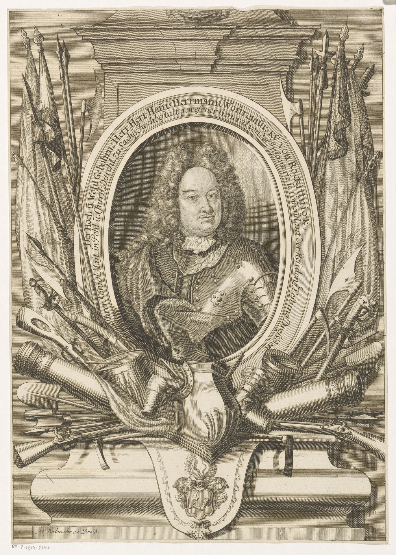Portret van Hans Hermann Wostromirsky von Rockittnigk by Moritz Bodenehr