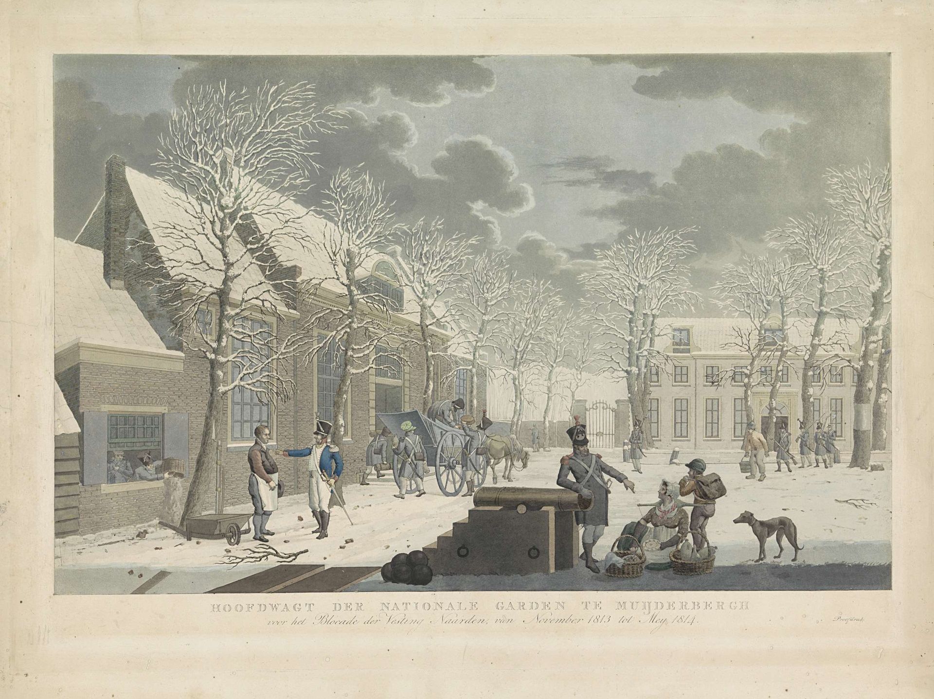 Hoofdwacht van de Nationale Garde te Muiderberg, 1813-1814 by Willem Hendrik Hoogkamer