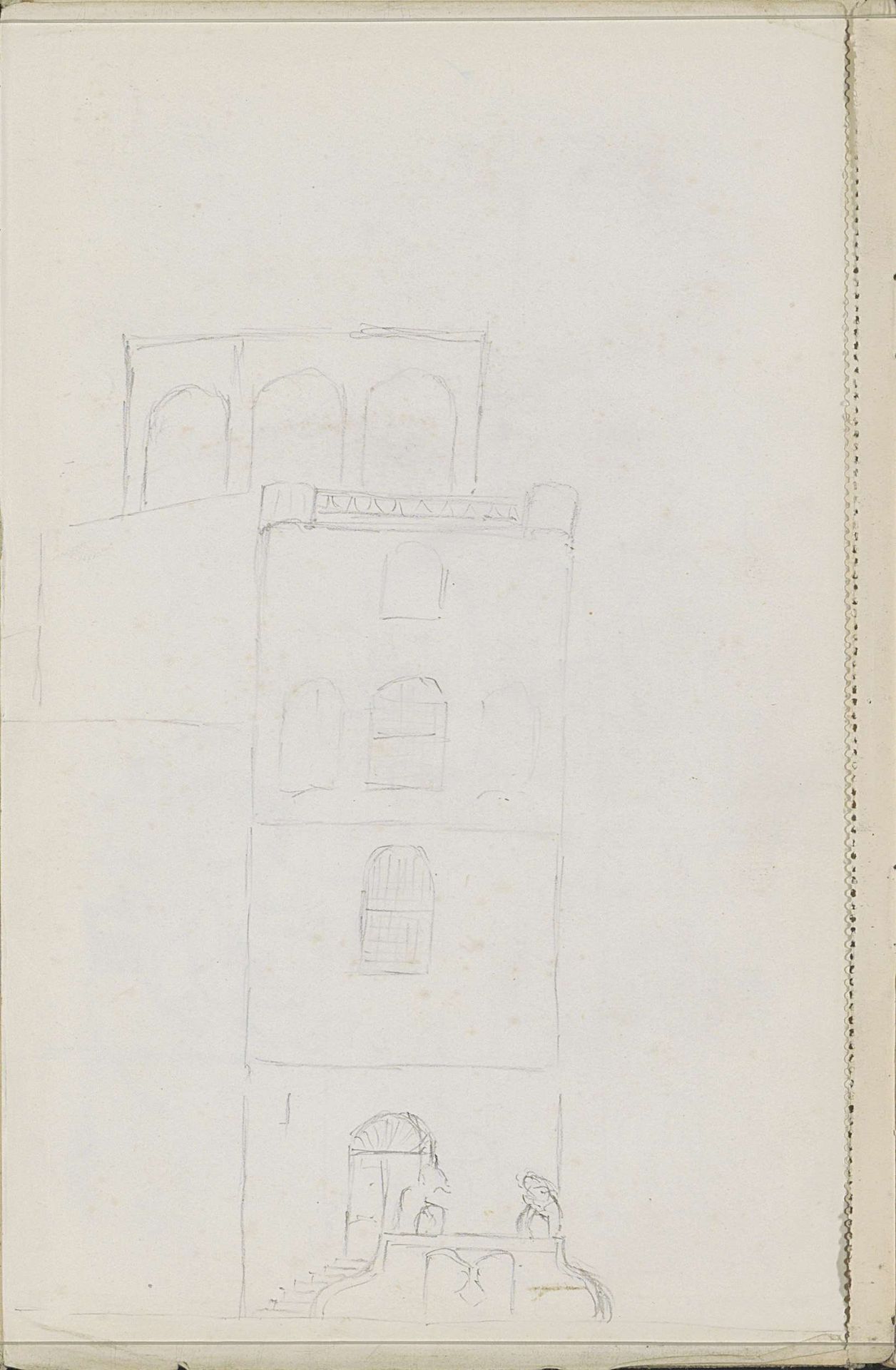 Toren met een bordes by Cornelis Vreedenburgh