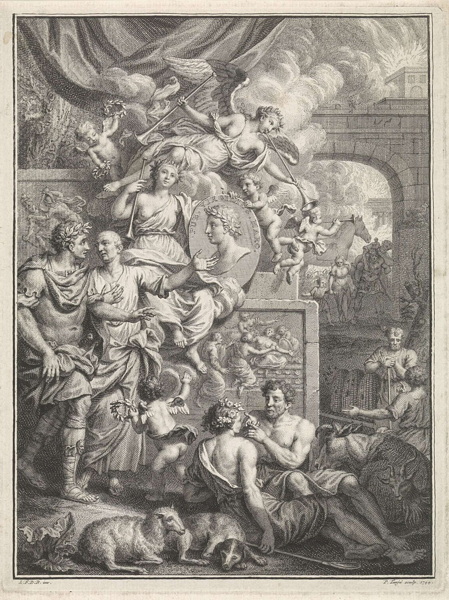 Faam met het portret van Publius Vergilius Maro by Pieter Tanjé