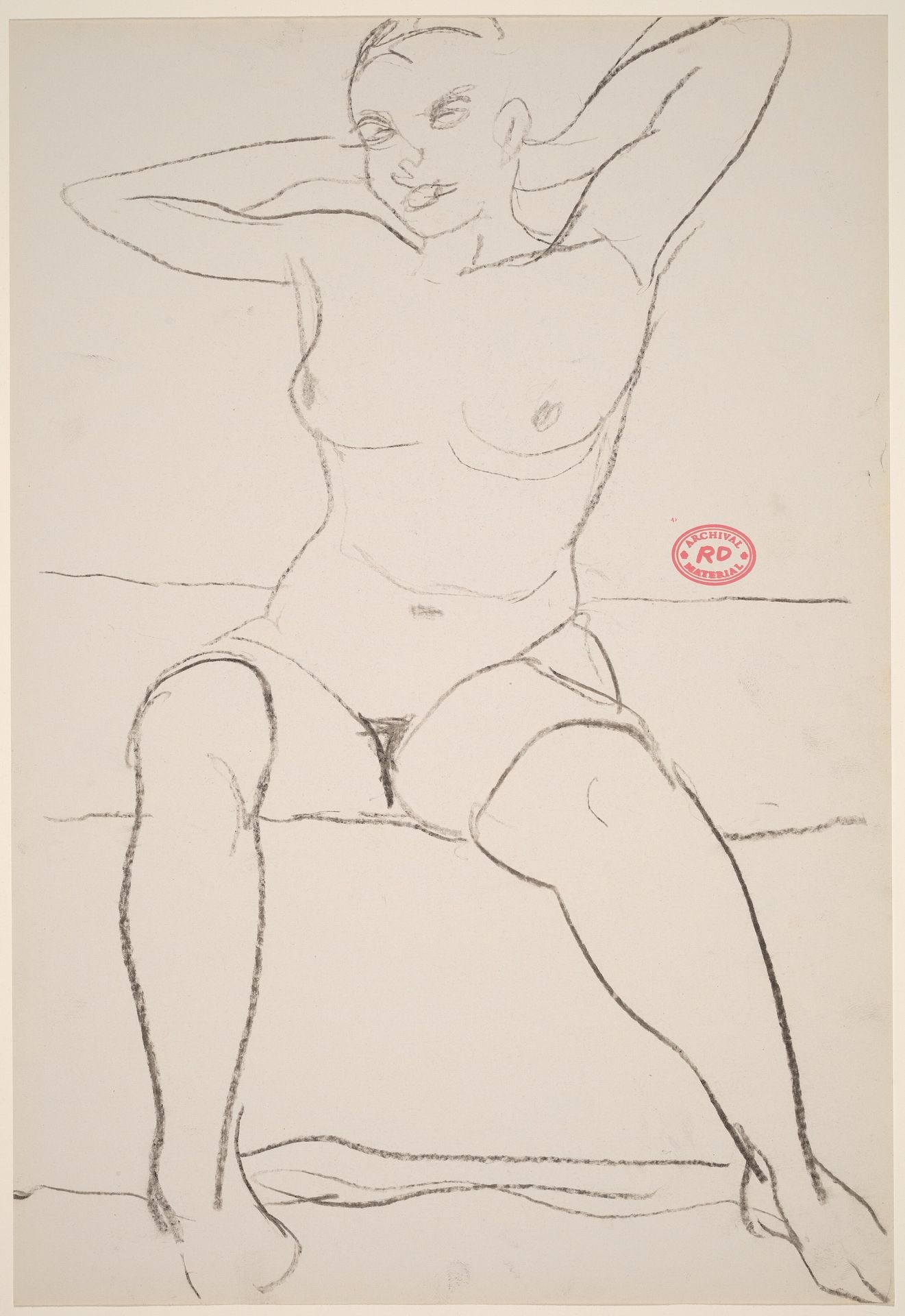 Untitled [seated female nude with hands behind head] by Richard Diebenkorn