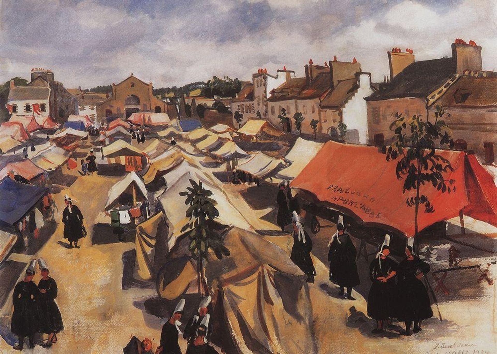 The market in Pont L`Abbe by Zinaida Serebriakova