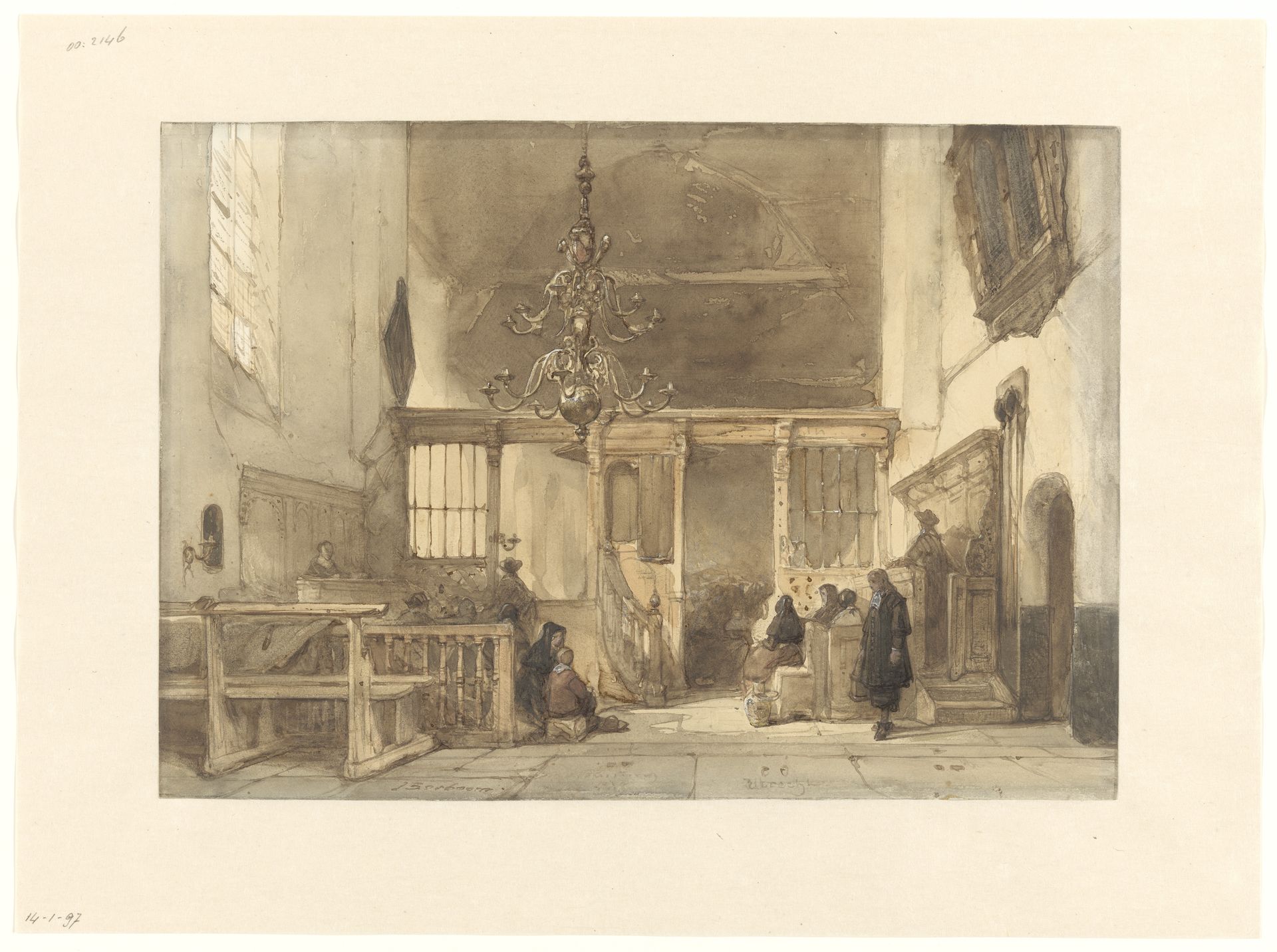 Interieur van een kerk te Utrecht by Johannes Bosboom