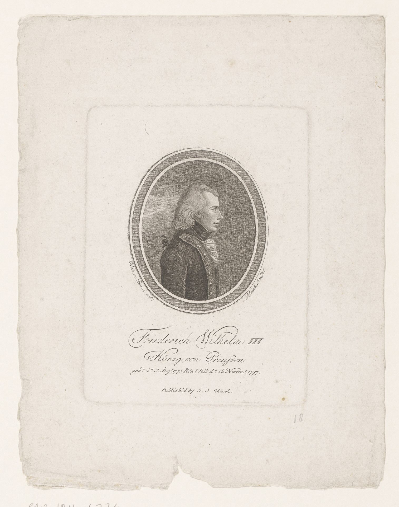 Portret van Friedrich Wilhelm III van Pruisen by Johann Carl Schleich