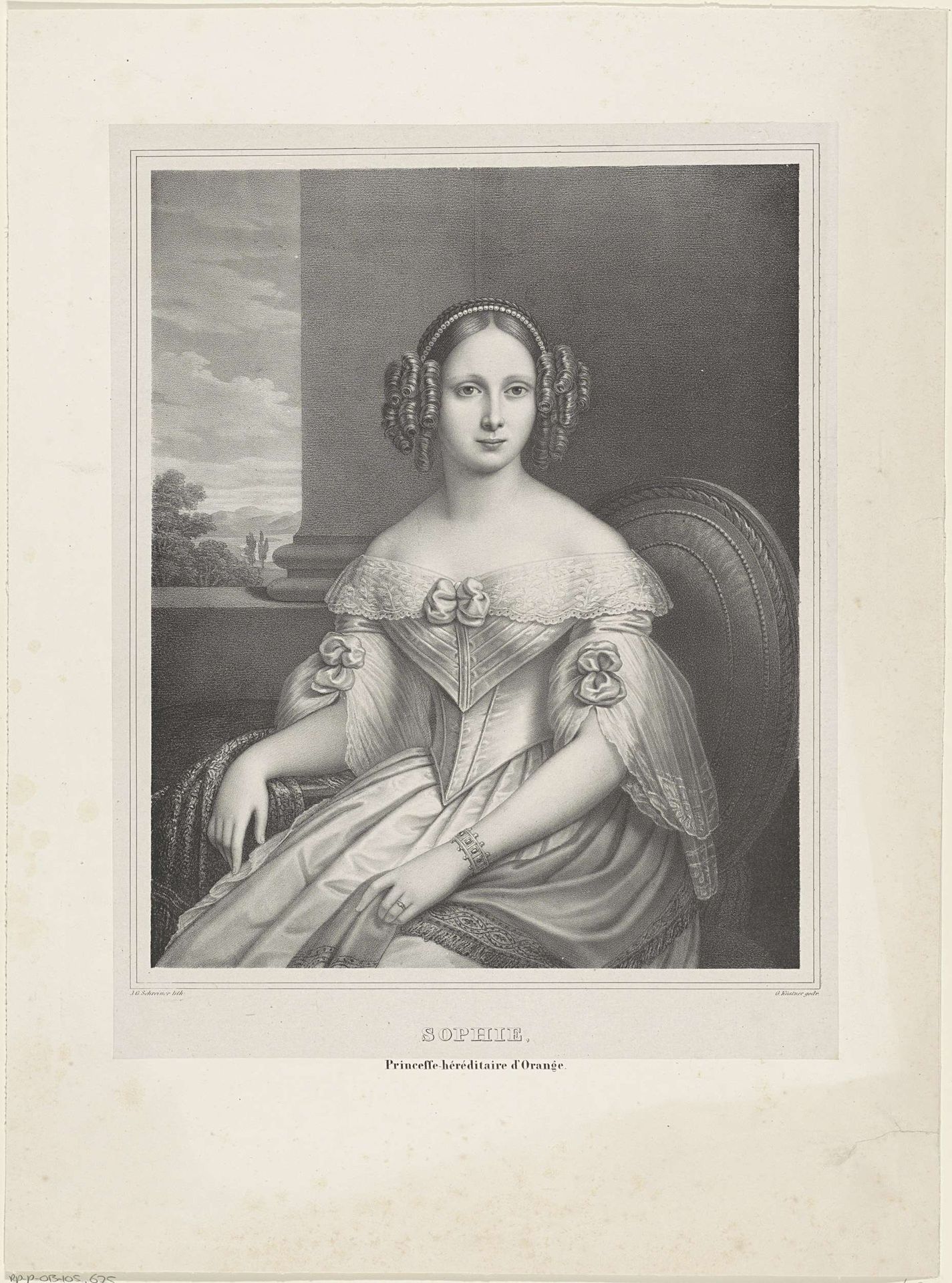 Portret van Sophie van Württemberg by Johann Georg Schreiner