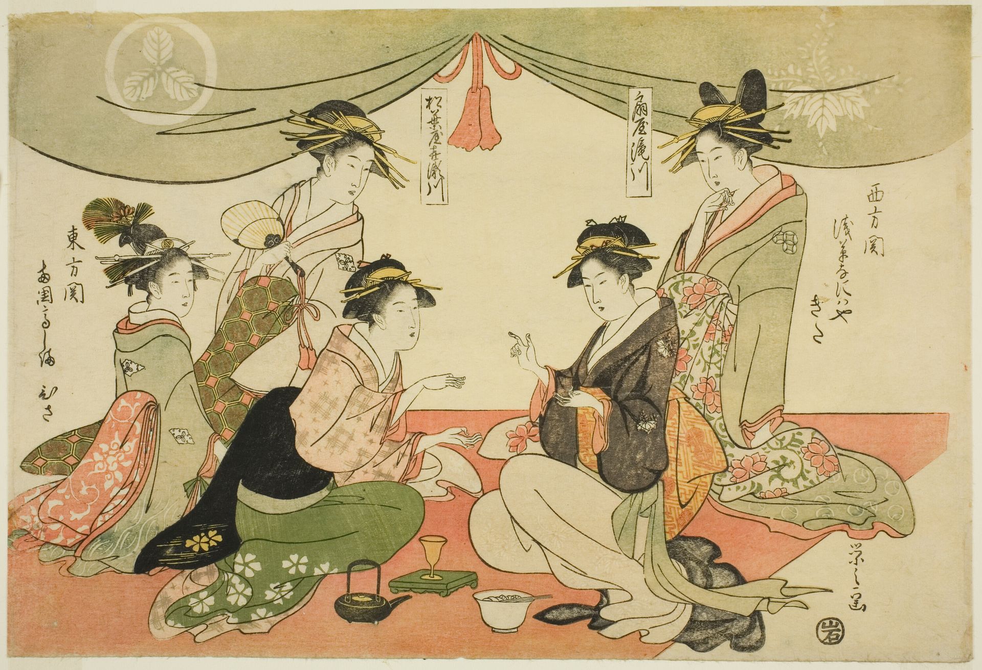 Naniwaya Okita and Takashima Ohisa playing a game of ken by Chōbunsai Eishi 鳥文斎栄之