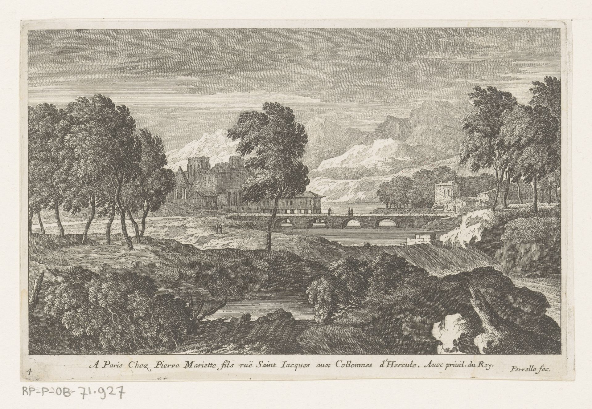 Landschap met brug met vier bogen by Nicolas Perelle