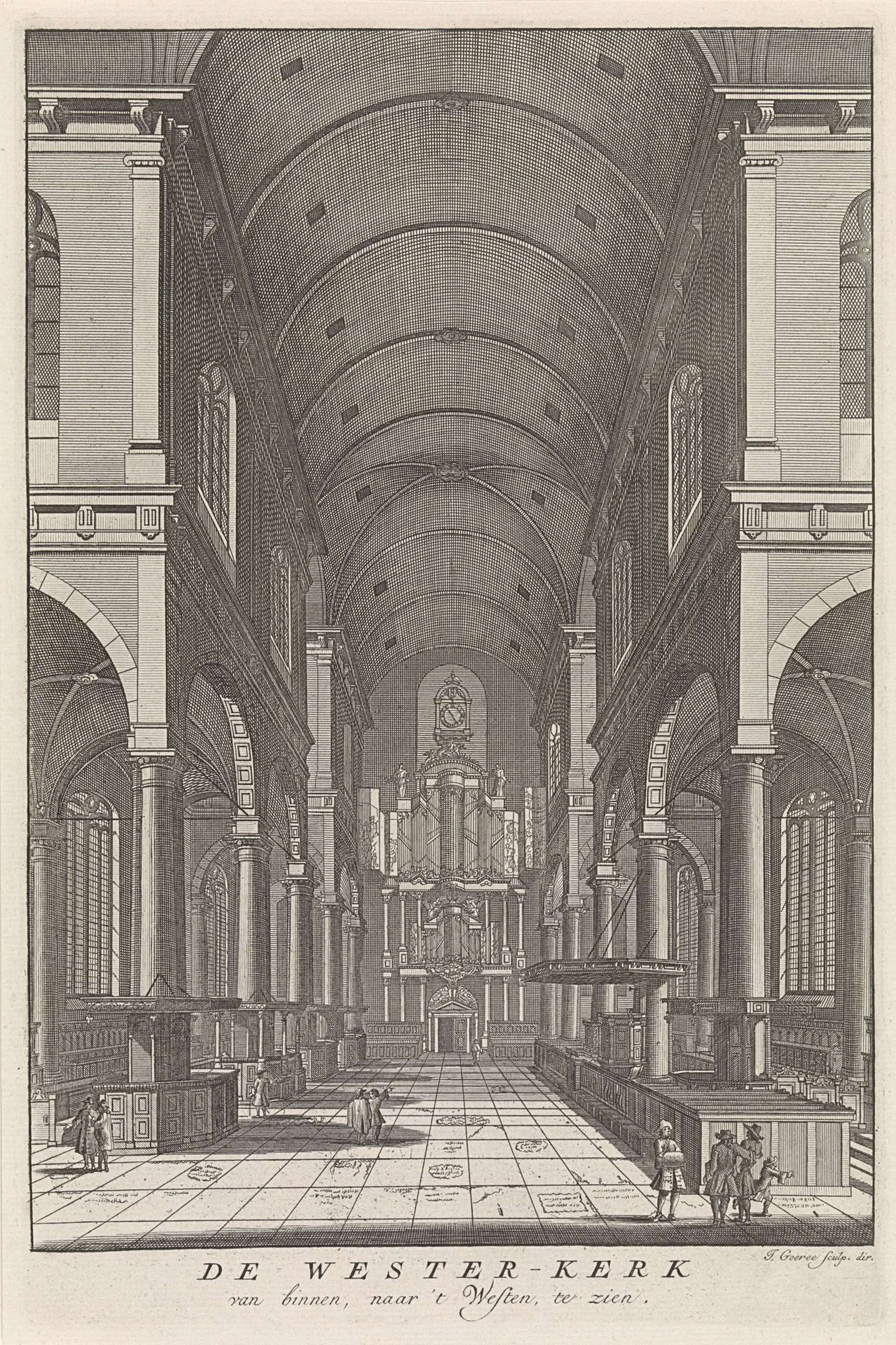 Interieur van de Amsterdamse Westerkerk, gezien naar het westen. by Jan Goeree