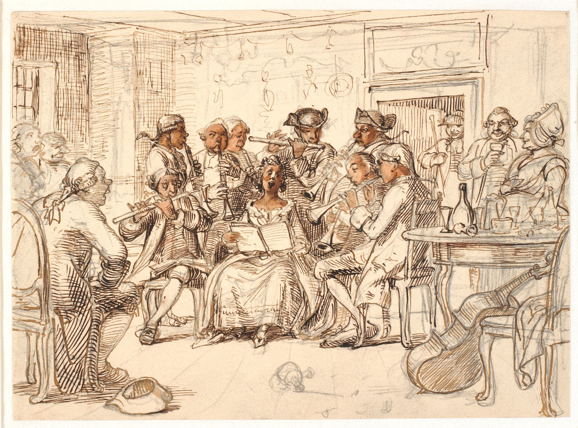 Bellman'sk motiv: Koncerten på "3 Byttor", Fredmans epistel nr. 51 by Wilhelm Marstrand