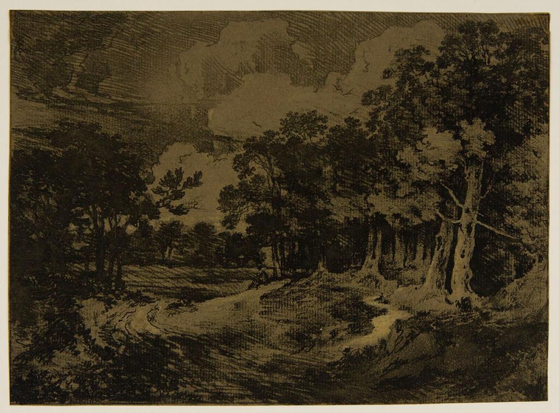 Road in Trees, Figures Seated in Center by FranÃ§ois Louis Thomas Francia