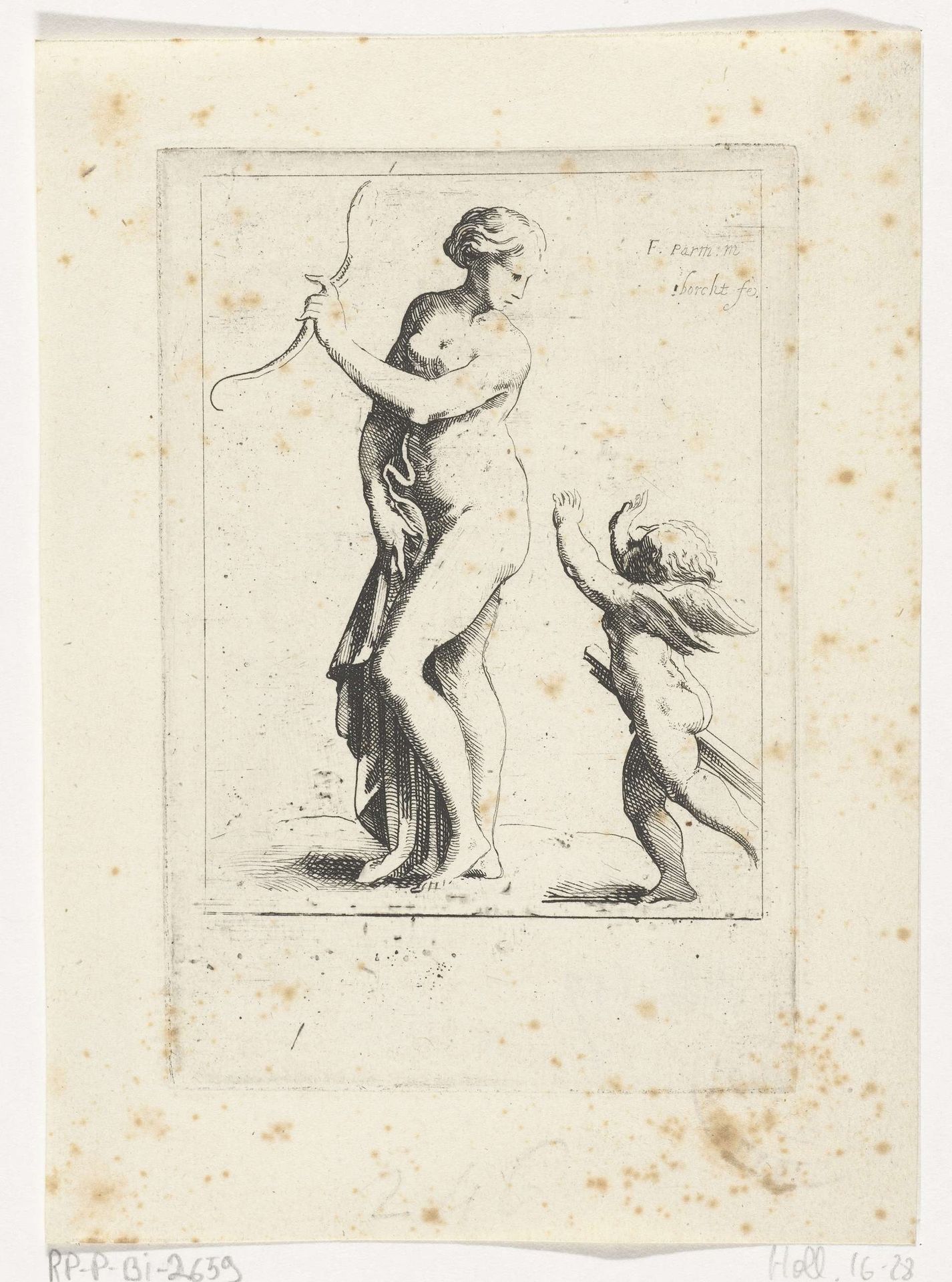 Venus en Cupido by Hendrik van der (II) Borcht