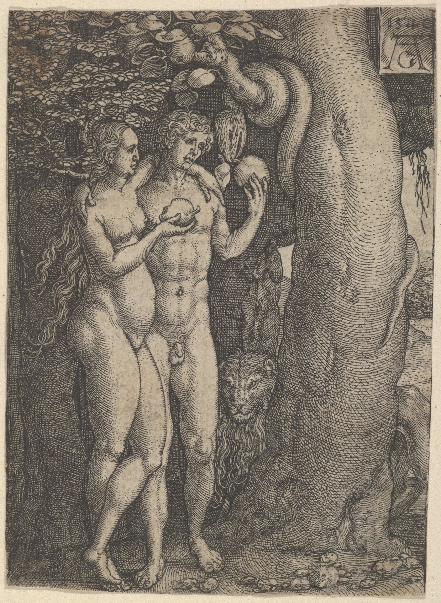 The Temptation of Adam and Eve, from "The Story of Adam and Eve" by Heinrich Aldegrever