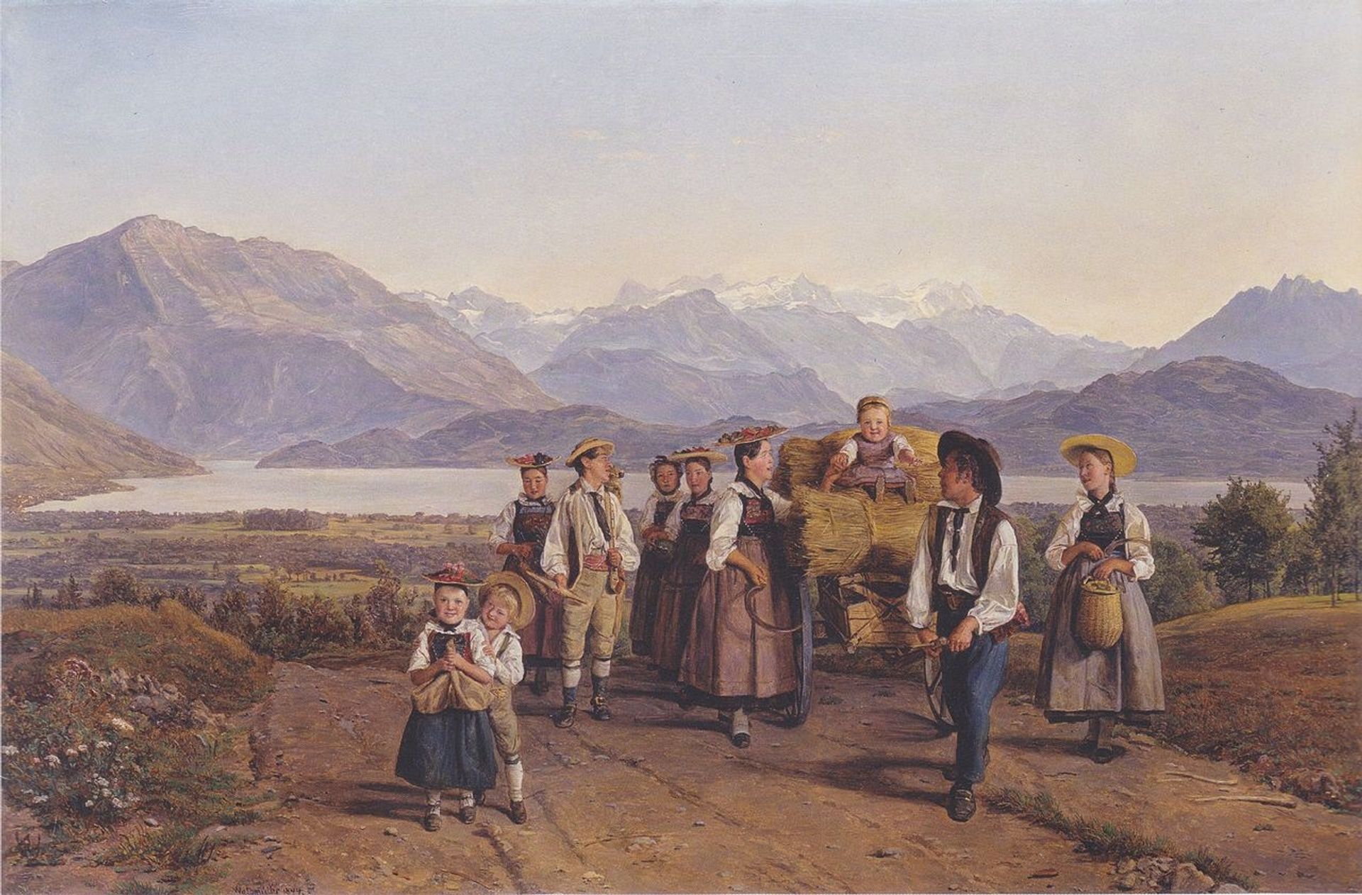 Homecoming from the harvest (On Lake Zug) by Ferdinand Georg Waldmüller