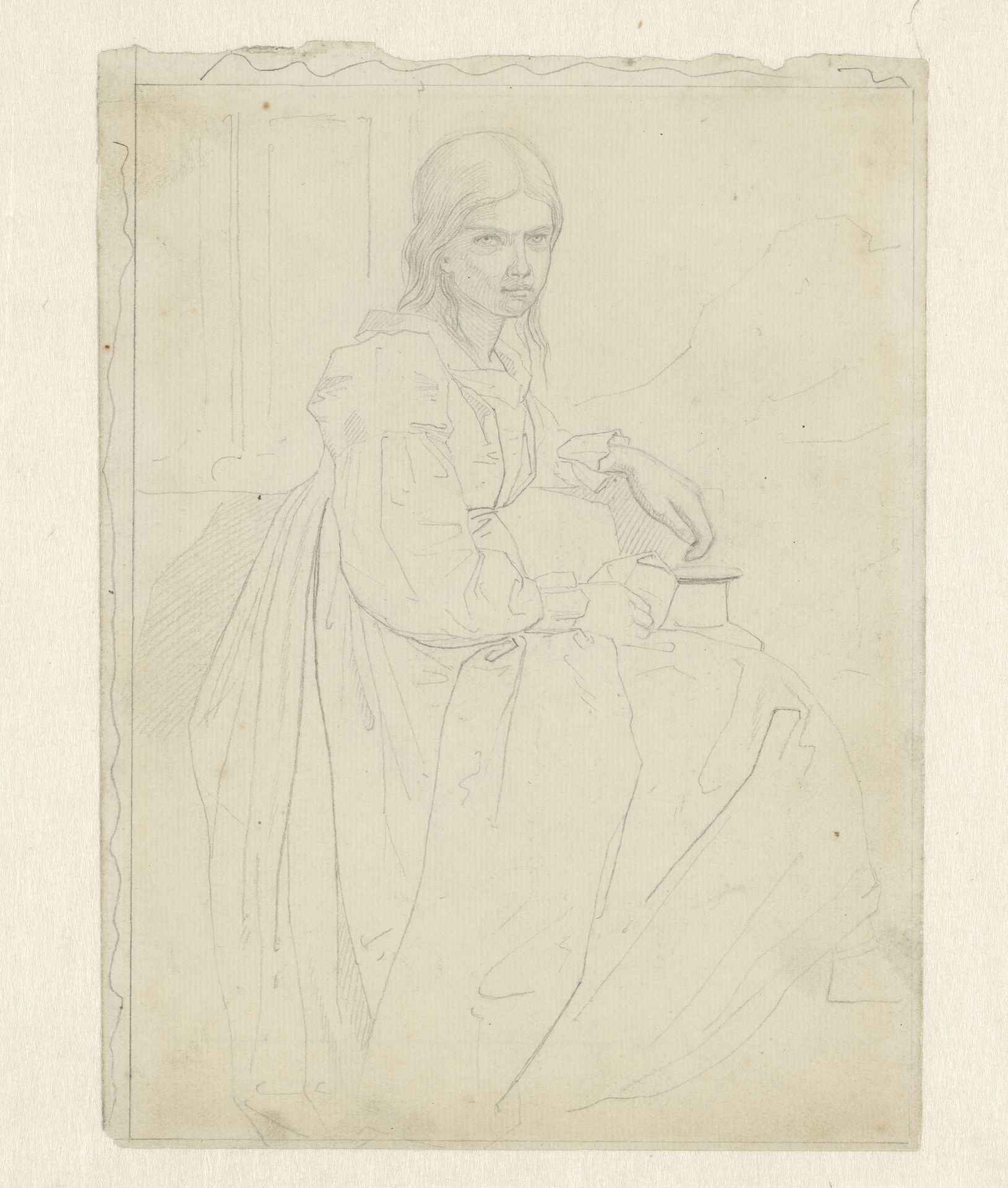 Studie van een zittend meisje by Matthijs Maris