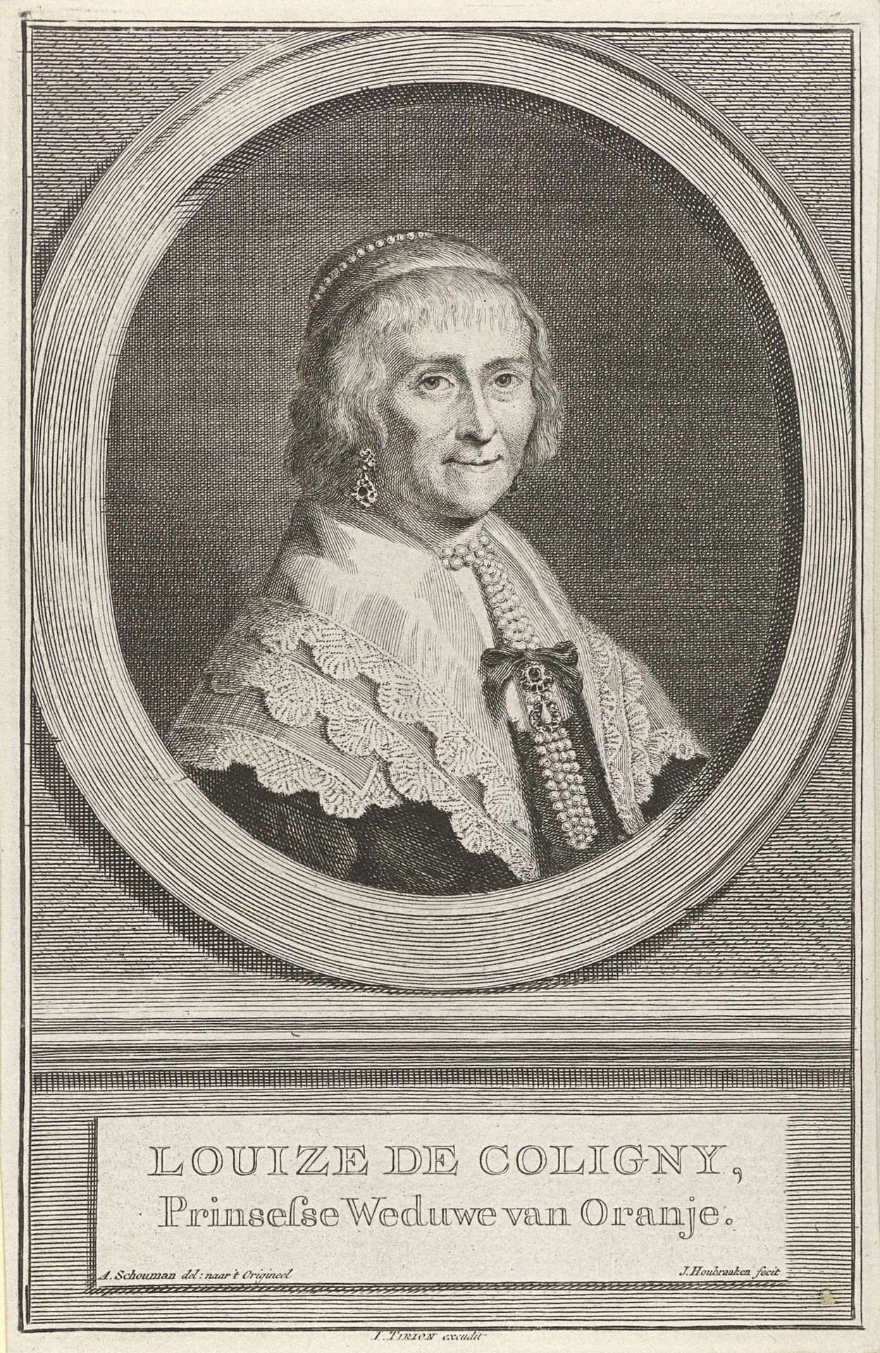 Portret van Louise de Coligny by Jacob Houbraken